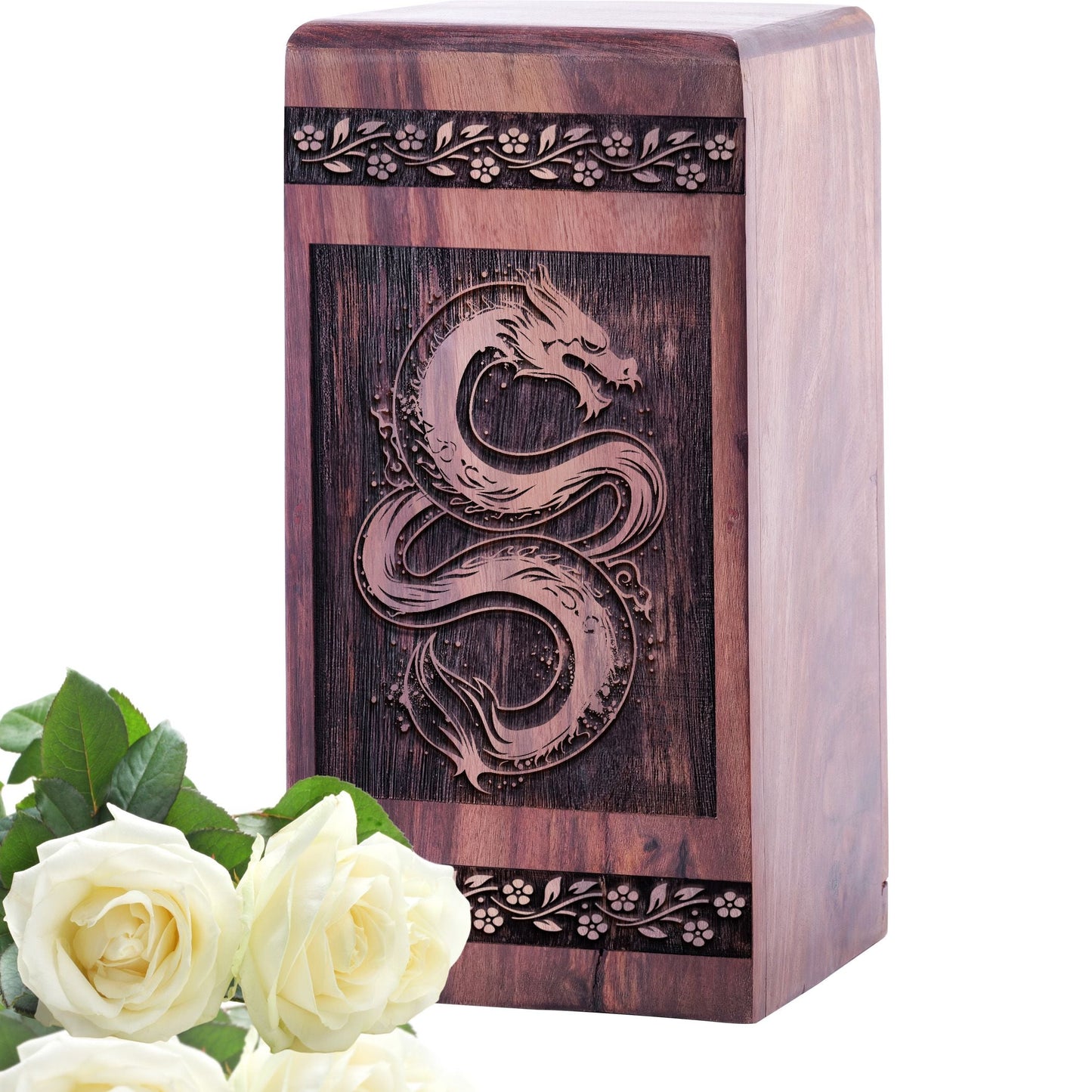 Handcrafted Feng Shui Wooden Urn for Adult Cremation Memorial