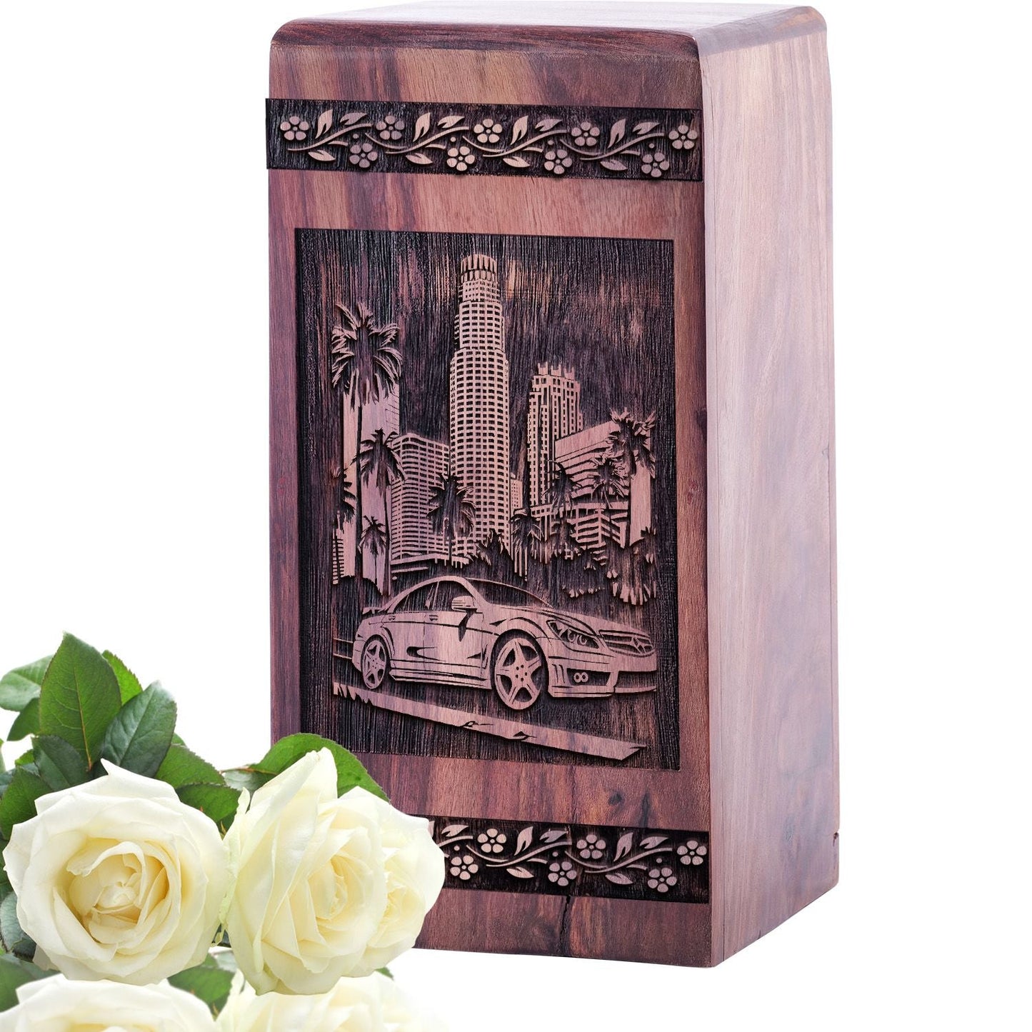 Beautiful Handcrafted Wooden Miami Urn for Human Ashes