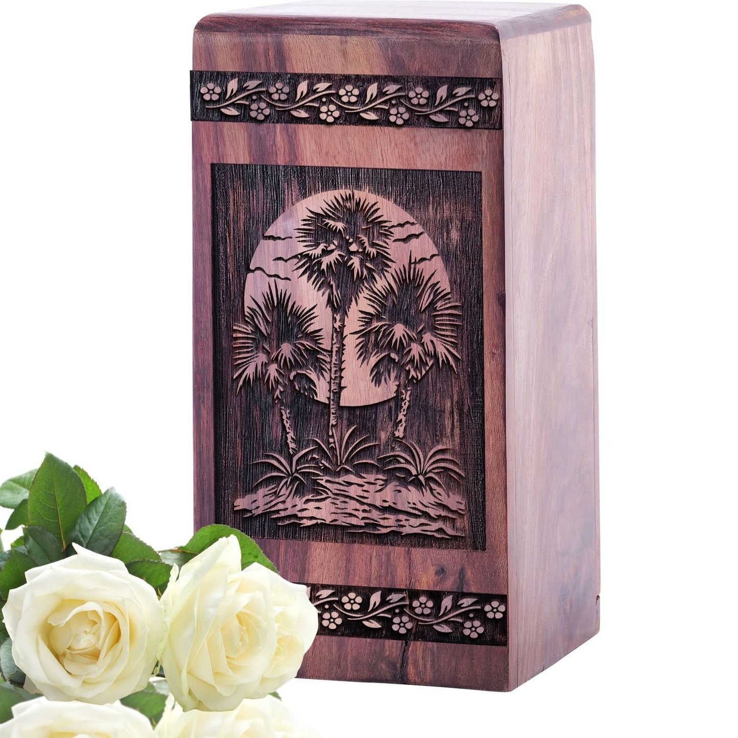 Handmade Wooden Myrtle Beach Urn for Human Burial Ashes