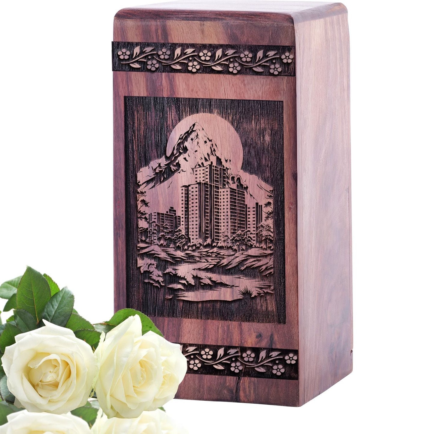 Decorative Wooden Myrtle Beach Urn for Human Burial Ashes