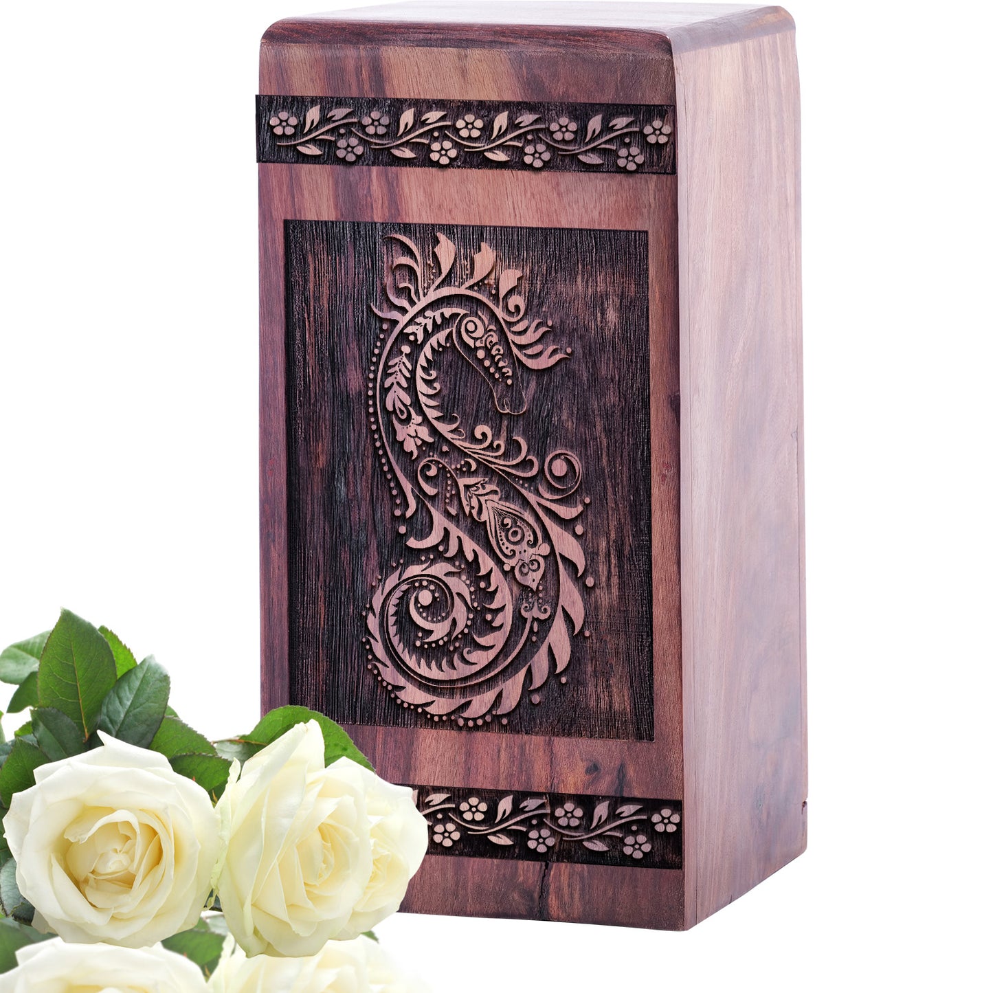 Paisley Wood Box Urn Size 5 Inch 5”(H) x 3”(W) x 3”(L)