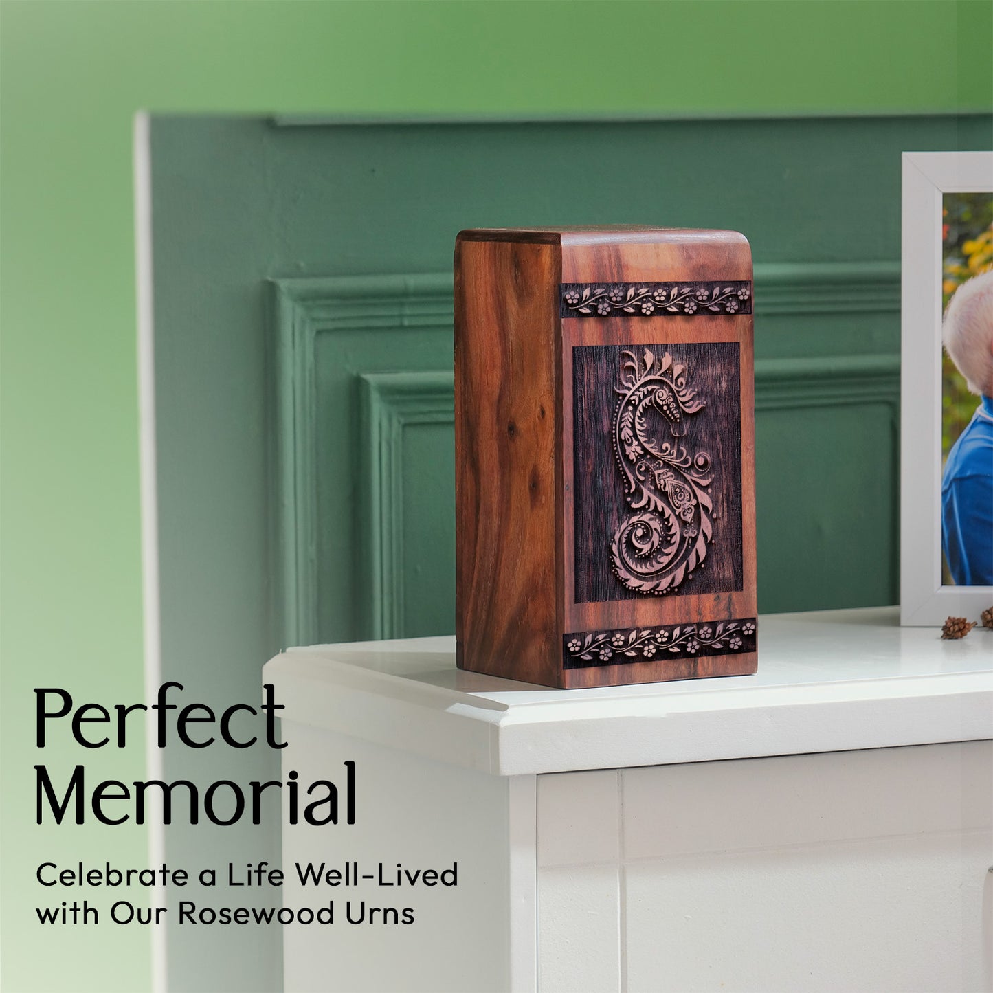 Paisley Wood Box Urn Size 11.25 Inch 11.25”(H) x 6.25”(W) x 6.25”(L)