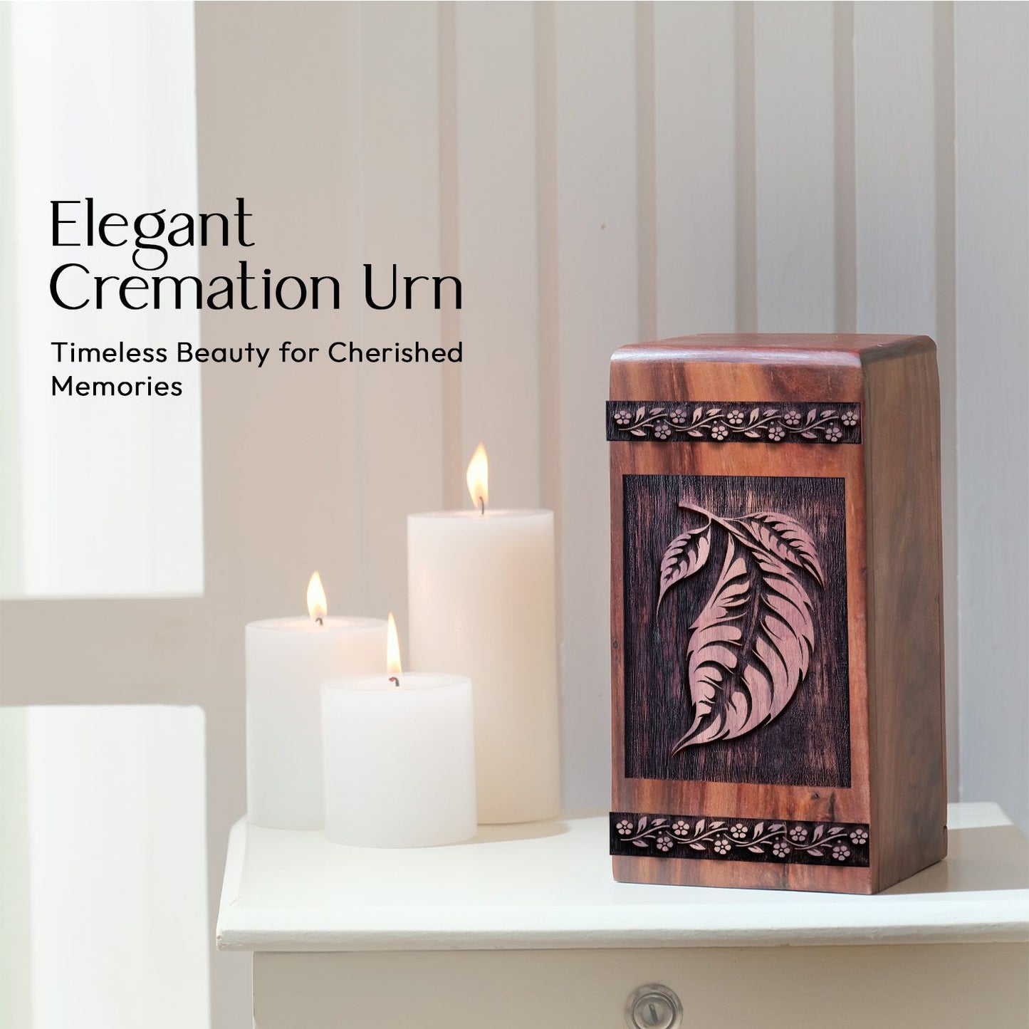 Mini Paisley Urn Wooden Urn for Cremation Memorial
