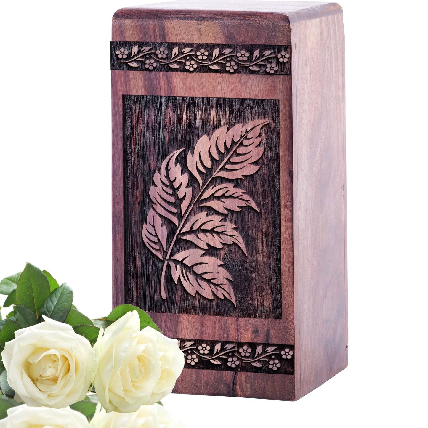 Beautiful Handcrafted Wooden Urn with Paisley Pattern for Adults