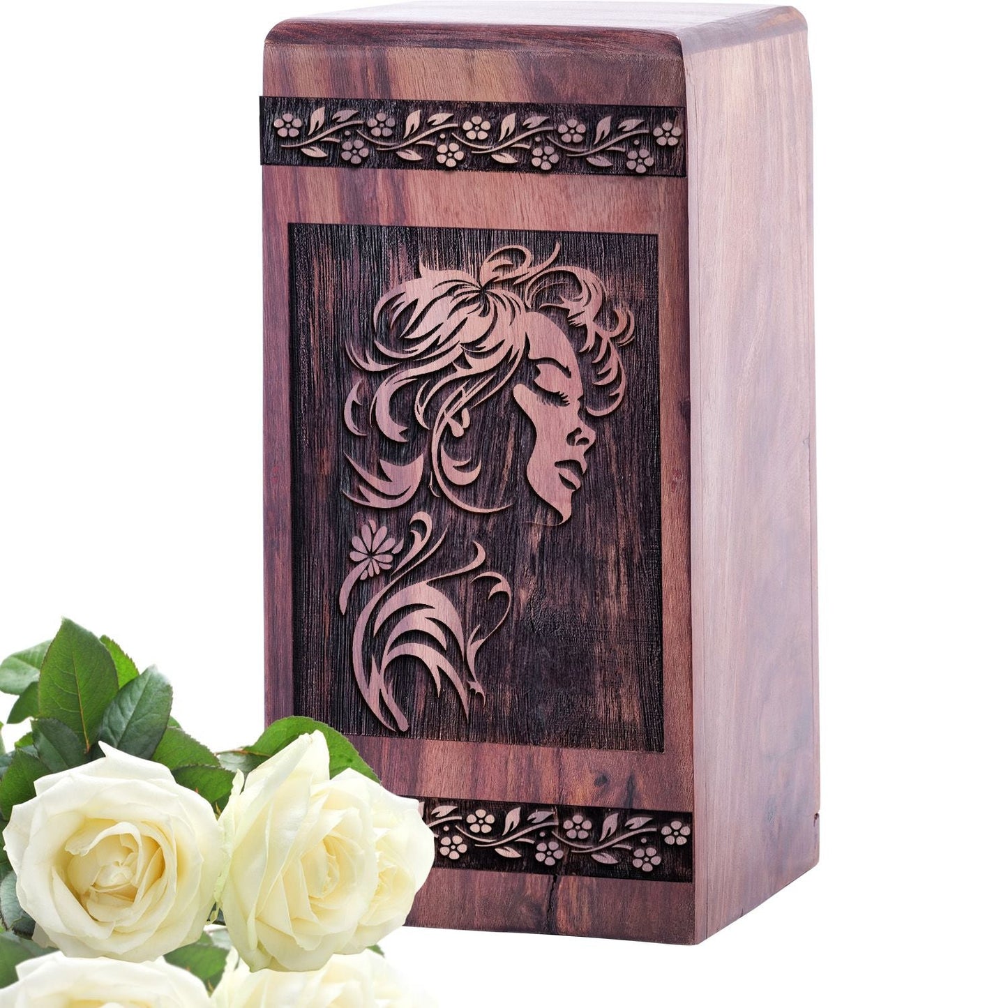 Handmade Wooden Renaissance Urn for Human Burial Ashes