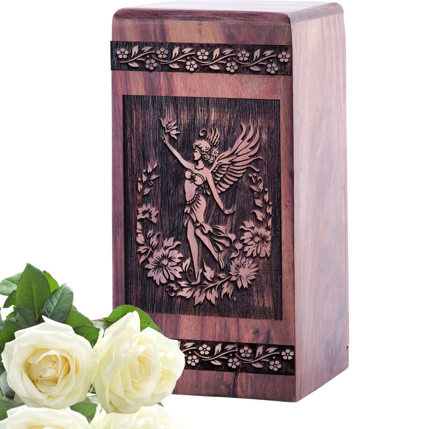 Mini Handmade Wooden Urn with Renaissance Urn for Human Ashes