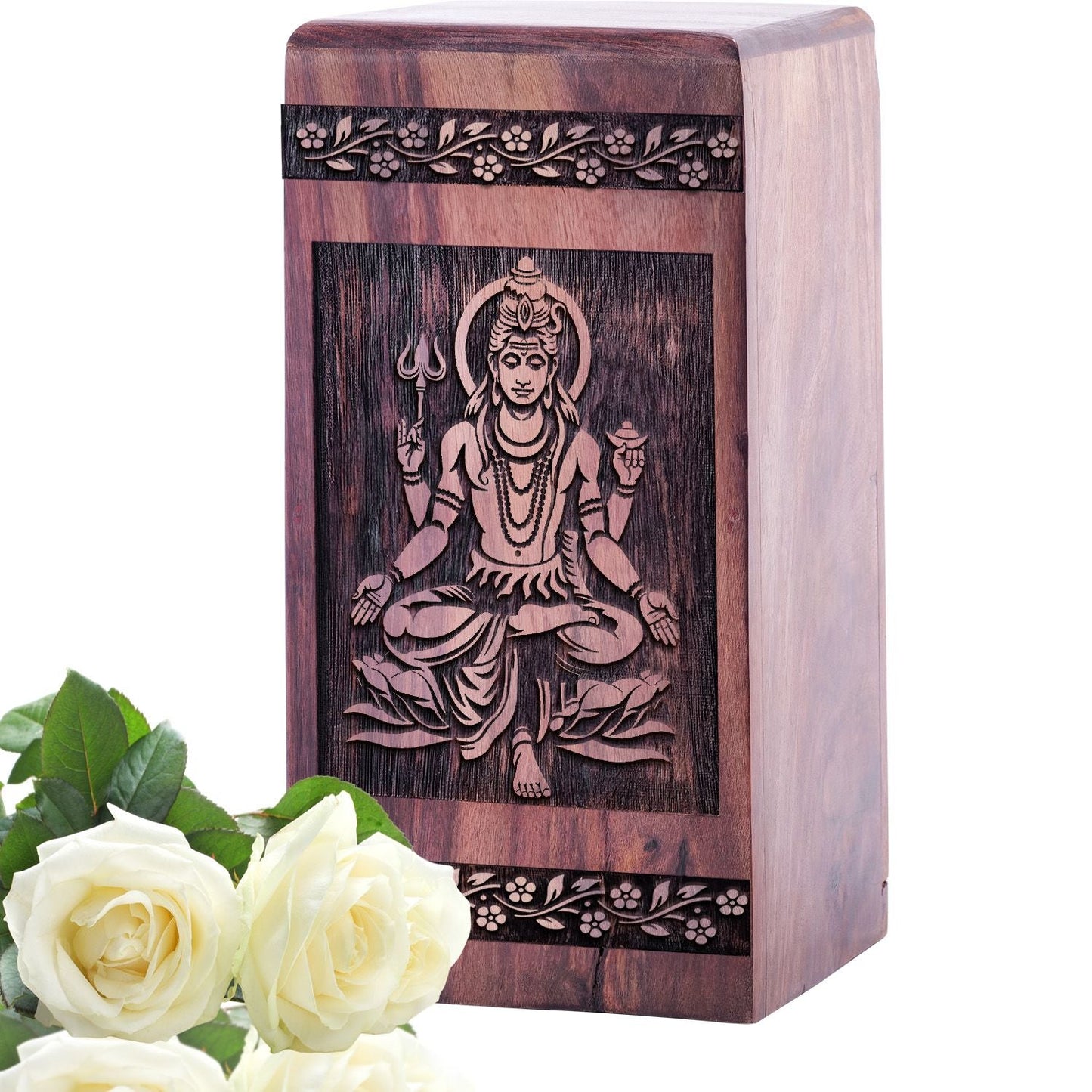 Unique Wooden Shiva Cremation Urn for Human Ashes