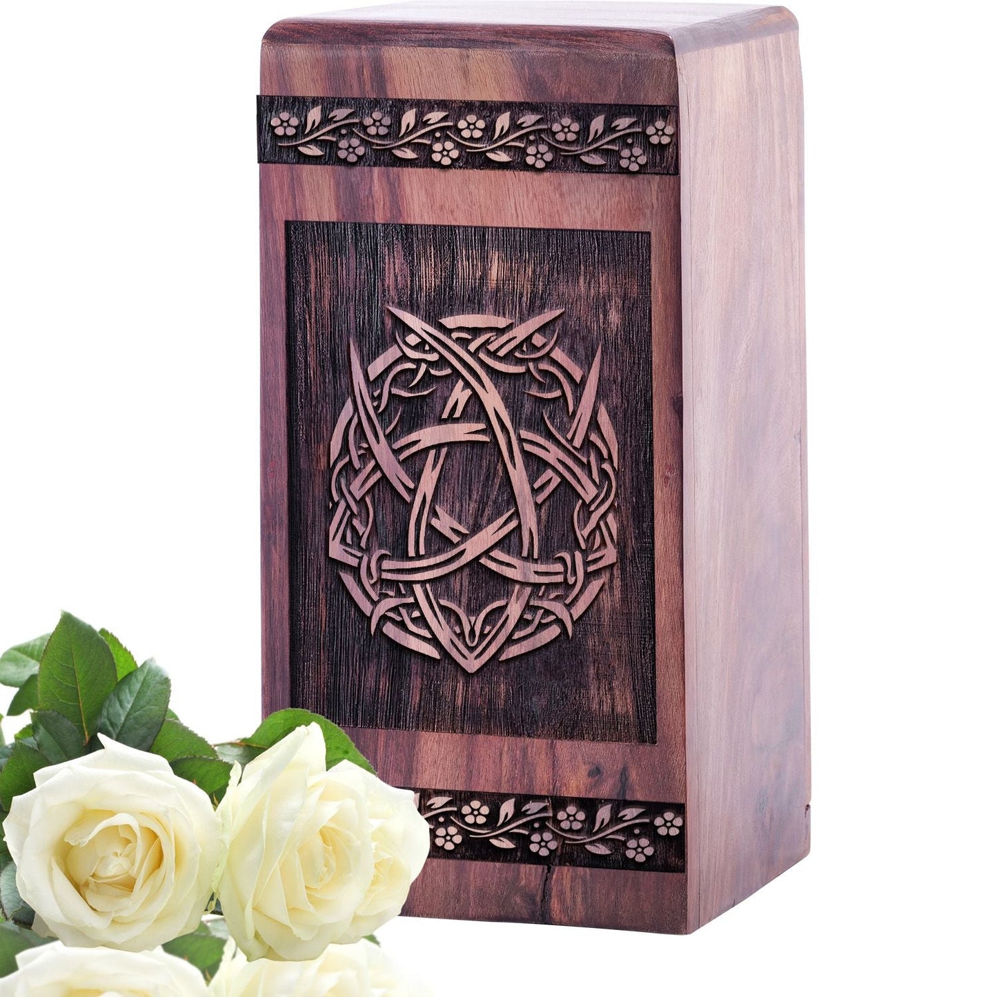 Unique Small Wooden Wiccan Urn for Cremation Memorial Ashes