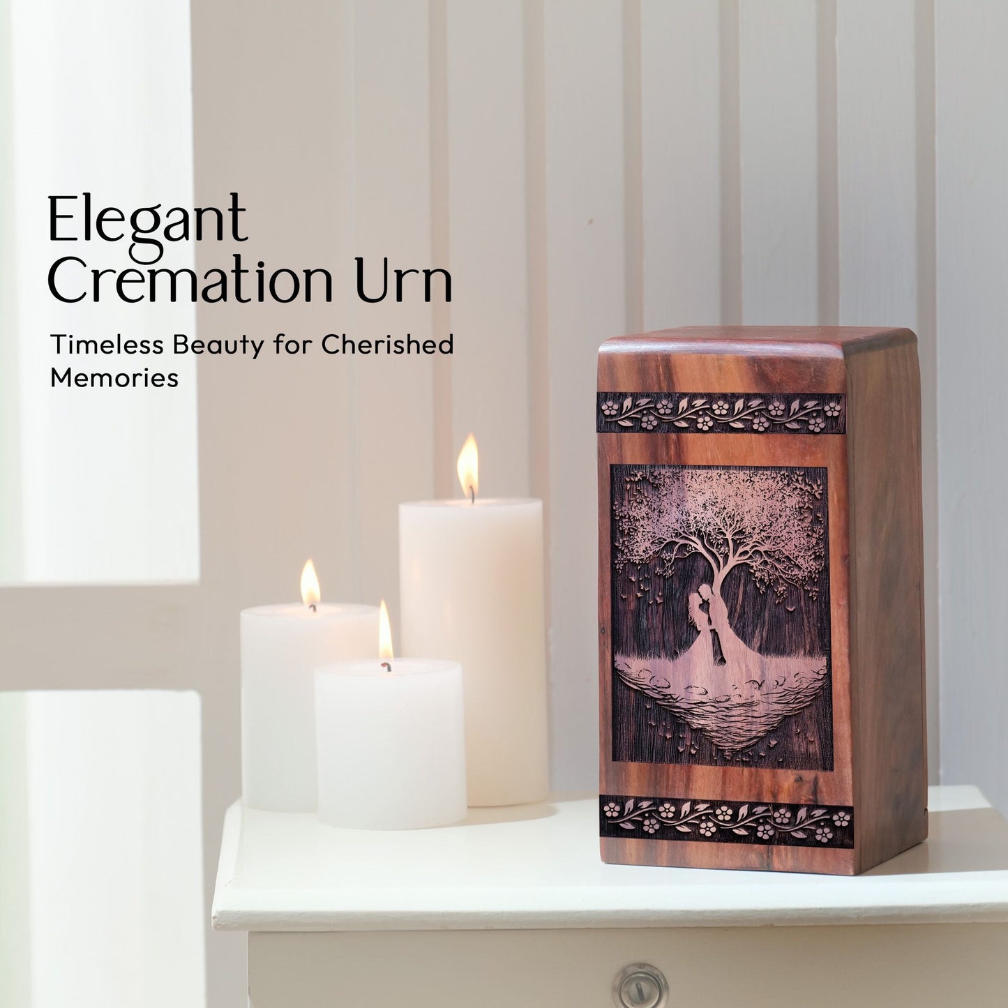 Unique Wooden Couple Cremation Urn for Human Ashes