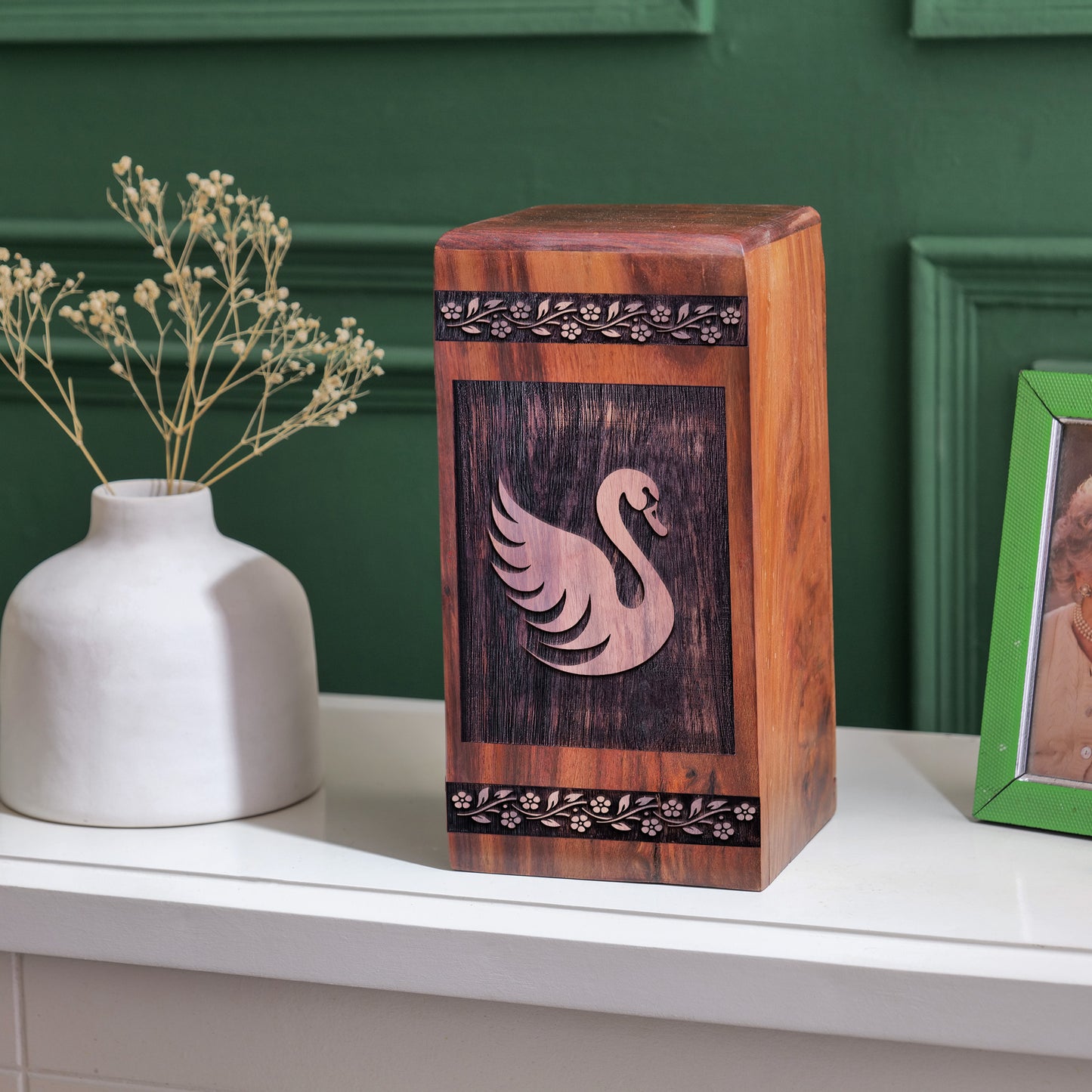 swan Urn Size 14 Inch 14”(H) x 7.5”(W) x 7.5”(L)