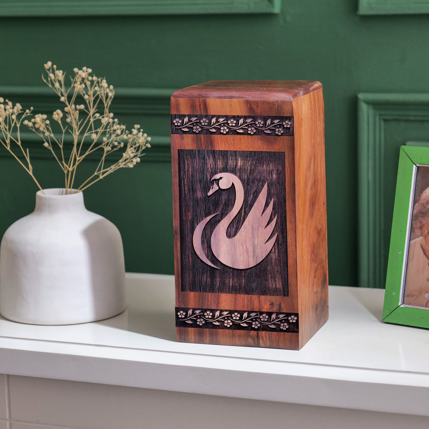 swan Urn Size 14 Inch 14”(H) x 7.5”(W) x 7.5”(L)
