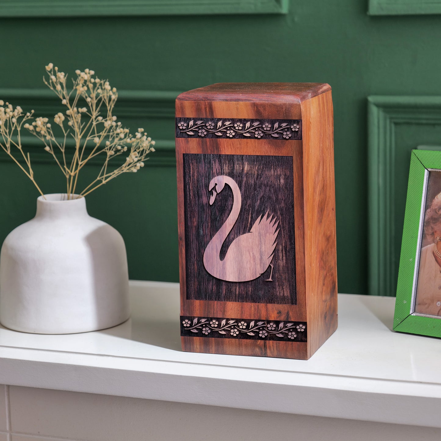 swan Urn Size 14 Inch 14”(H) x 7.5”(W) x 7.5”(L)