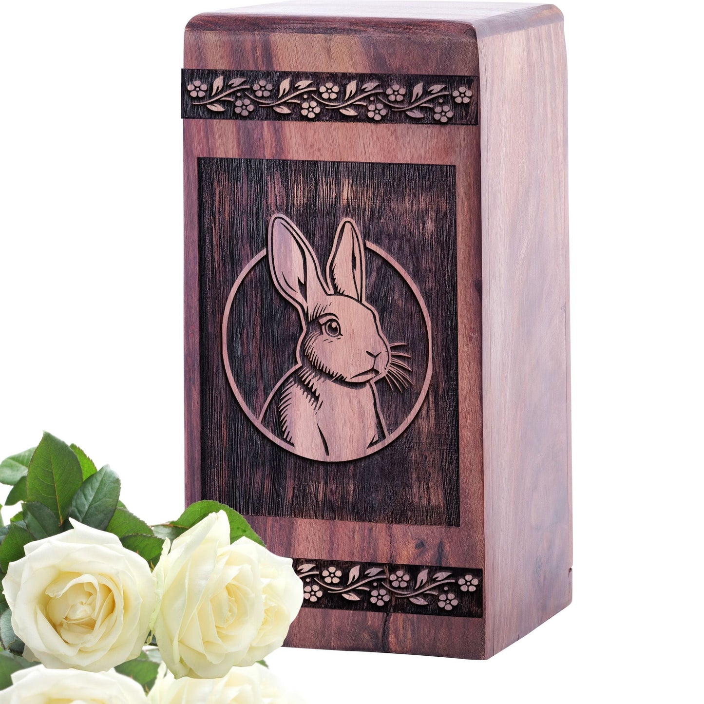 Decorative Wooden Rabbit Urn for Human Burial Ashes