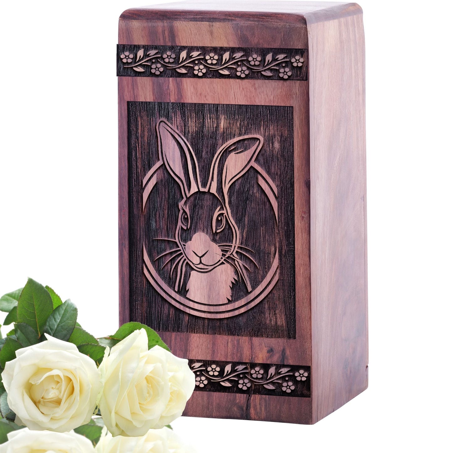 Beautiful Wooden Urn with Rabbit urn for Human Ashes