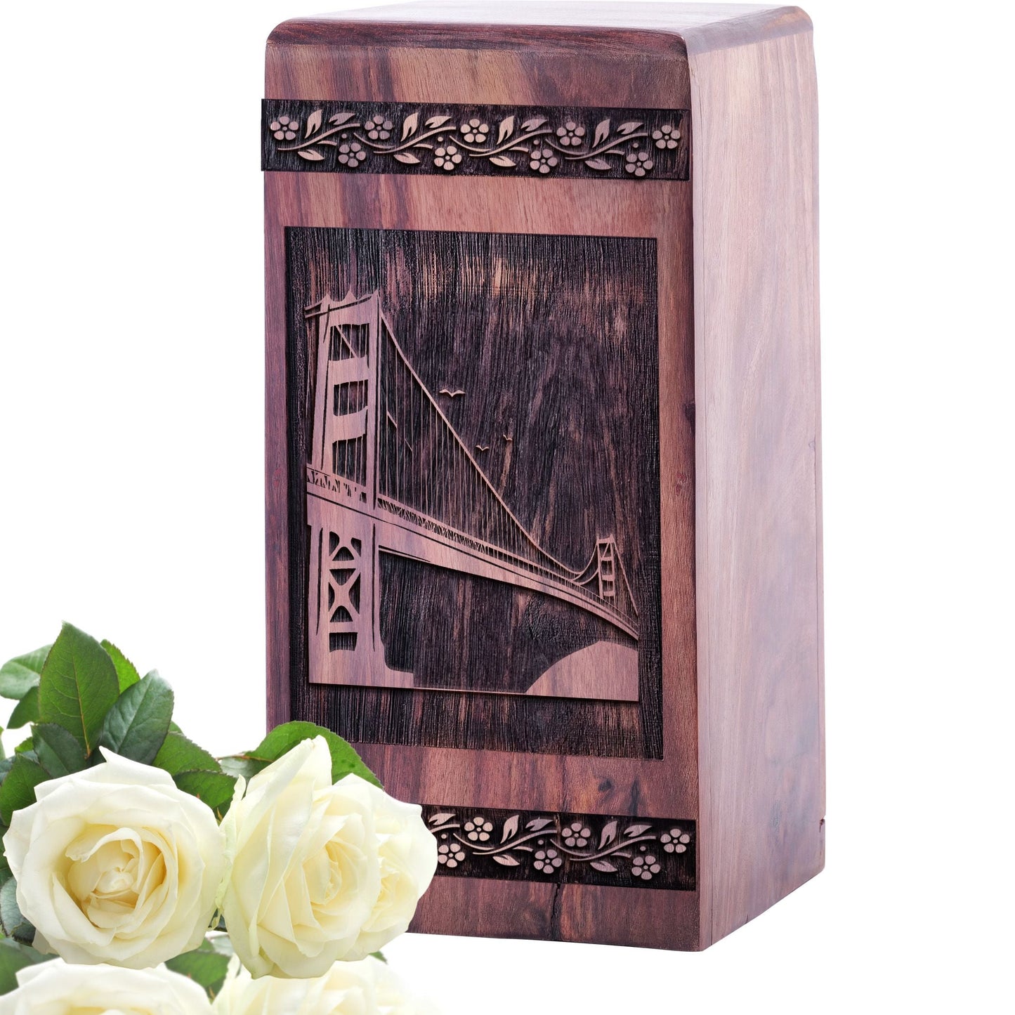 Handmade Wooden Golden Gate Bridge Urn for Human Burial Ashes