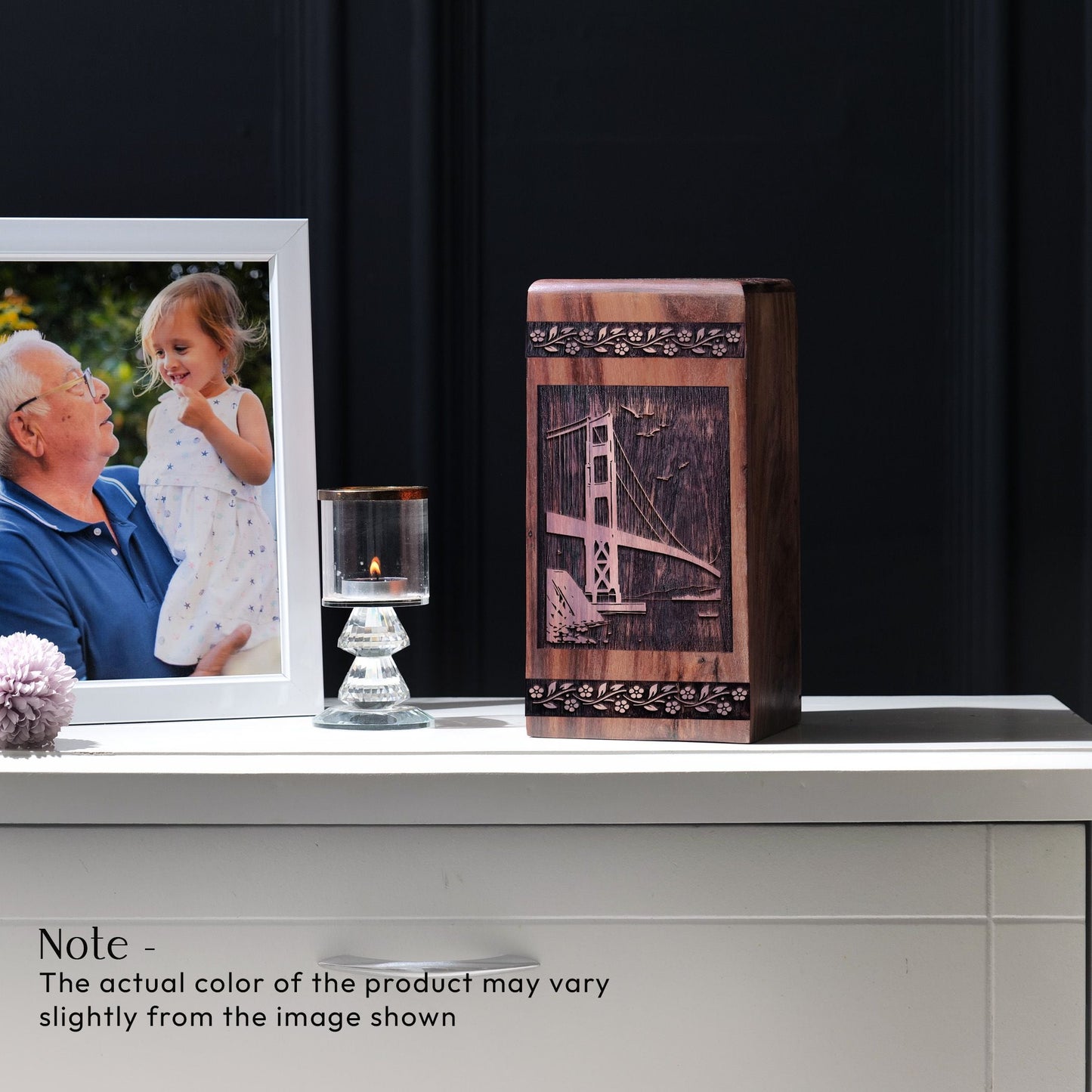 Unique Wooden Urn with Golden Gate Bridge Urn for Adults