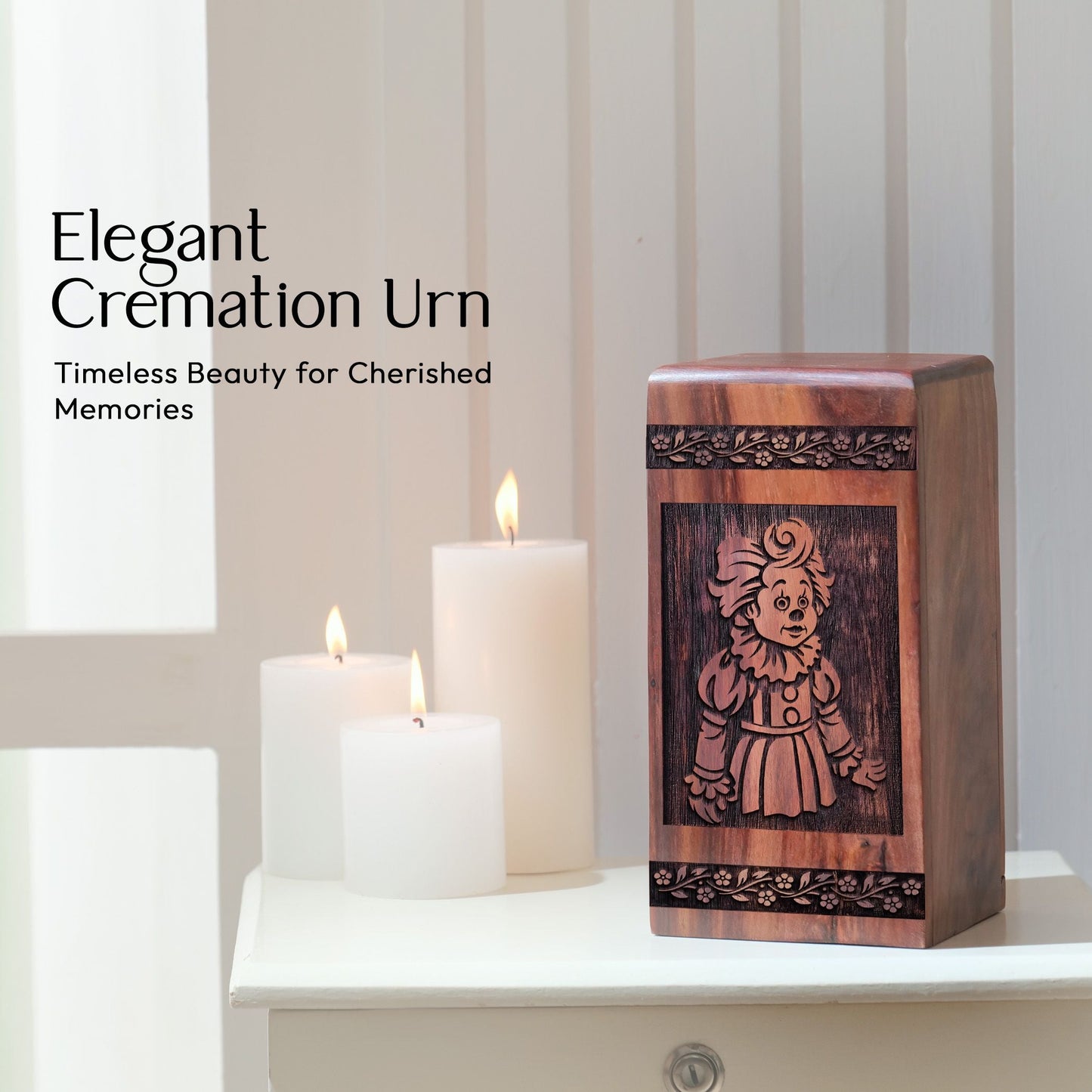 Wooden Tail and Nucleus Geometric Cremation Urn for Human Ashes