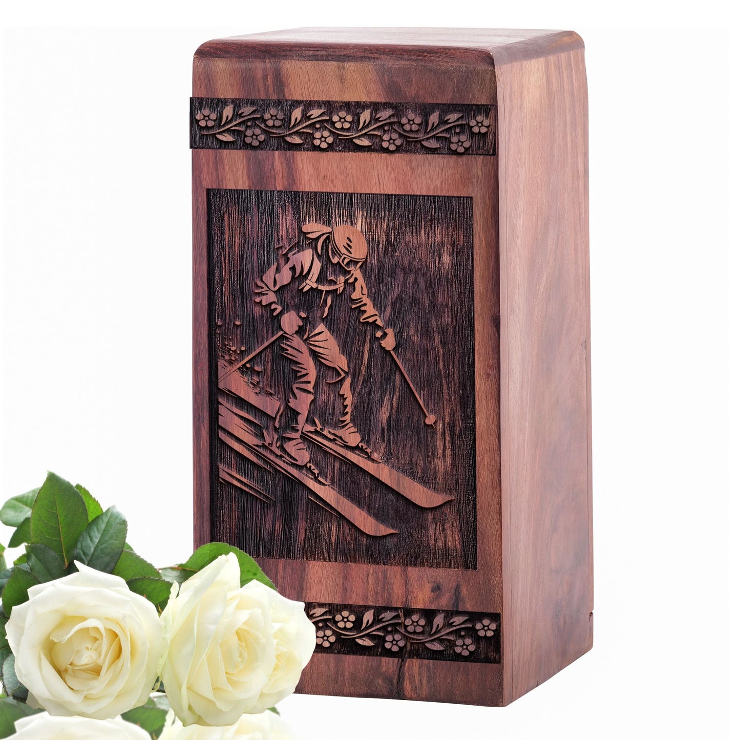 Small Keepsake Wooden Geometric Tail and Nucleus Urn for Ashes