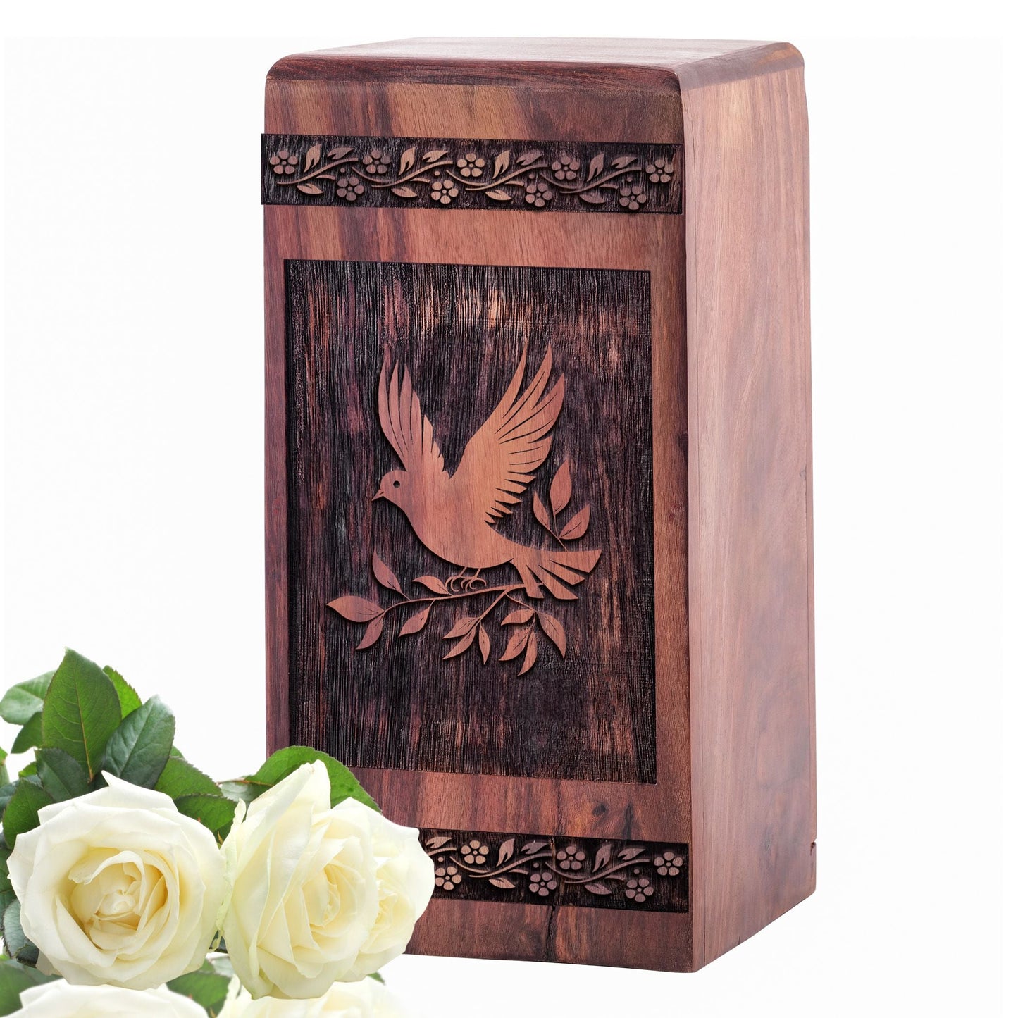 Decorative Wooden Dove Urn for Human Burial Ashes