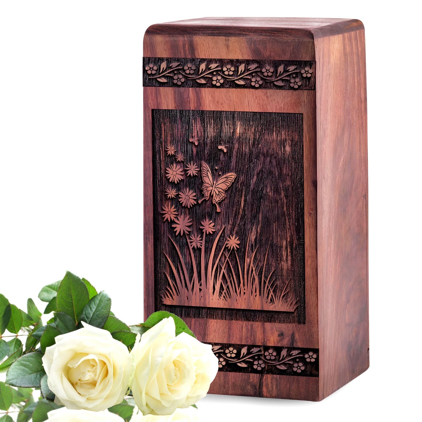 Decorative Wooden Butterfly Urn for Human Burial Ashes