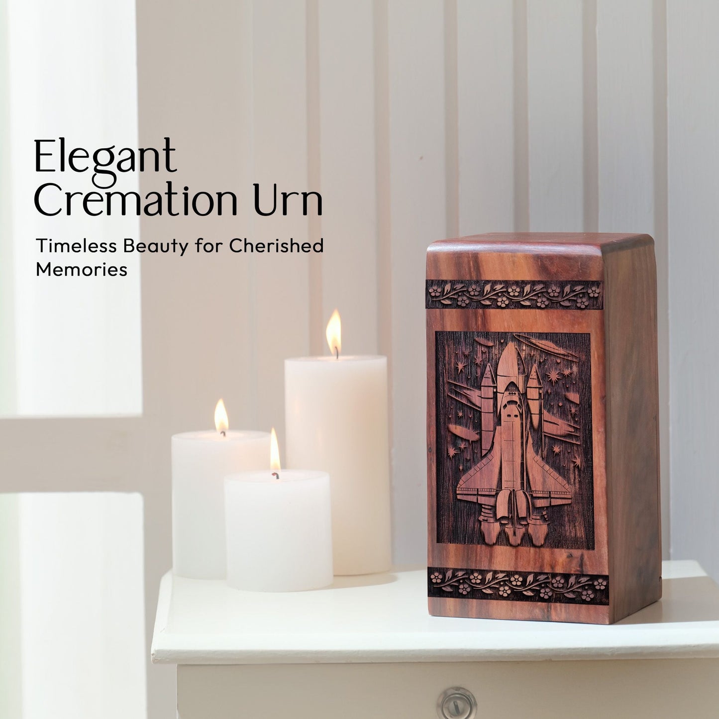 Unique Wooden Rocket Cremation Urn for Human Ashes