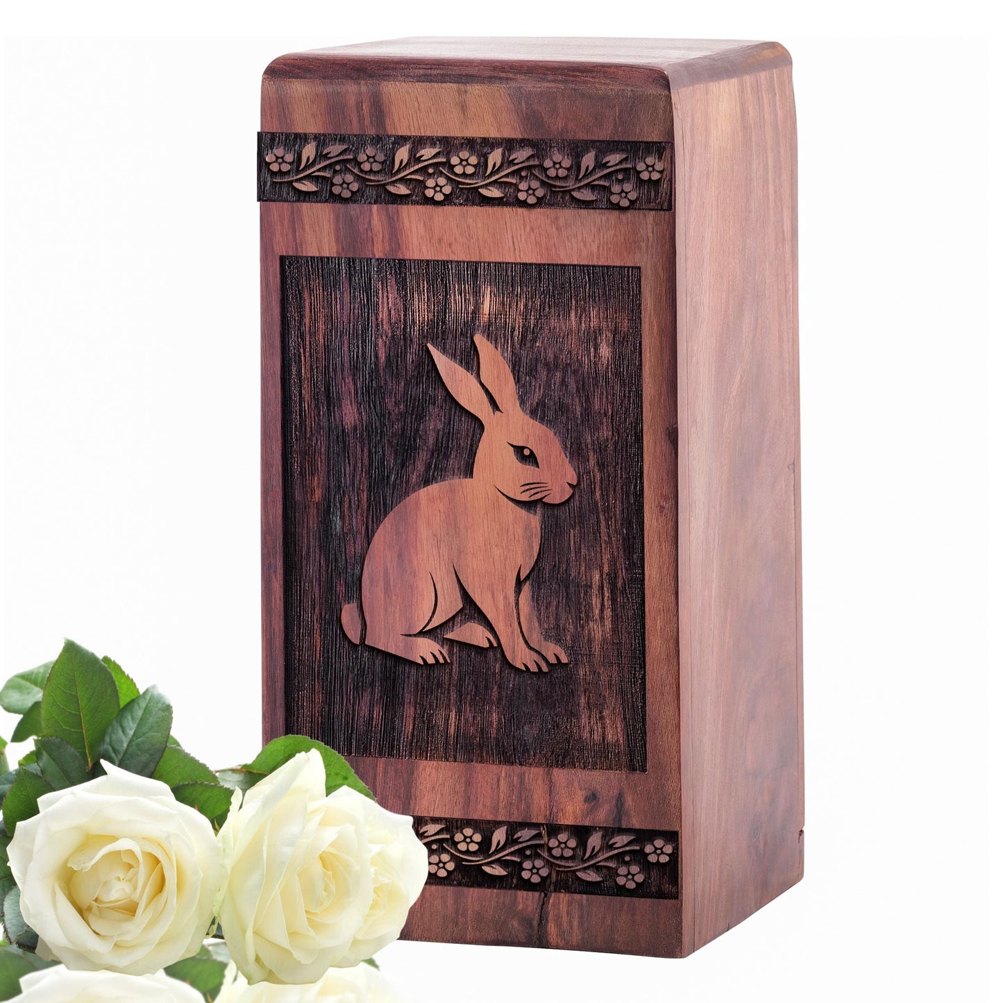 Decorative Wooden Rabbit Urn for Human Burial Ashes