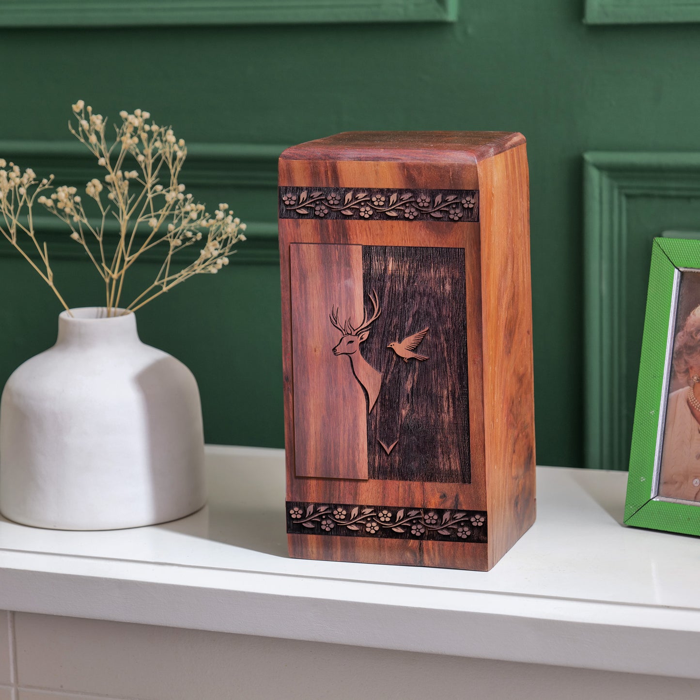 deer Urn Size 14 Inch 14”(H) x 7.5”(W) x 7.5”(L)