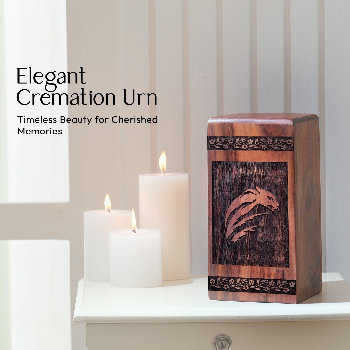 Unique Wooden Panther Cremation Urn for Human Ashes