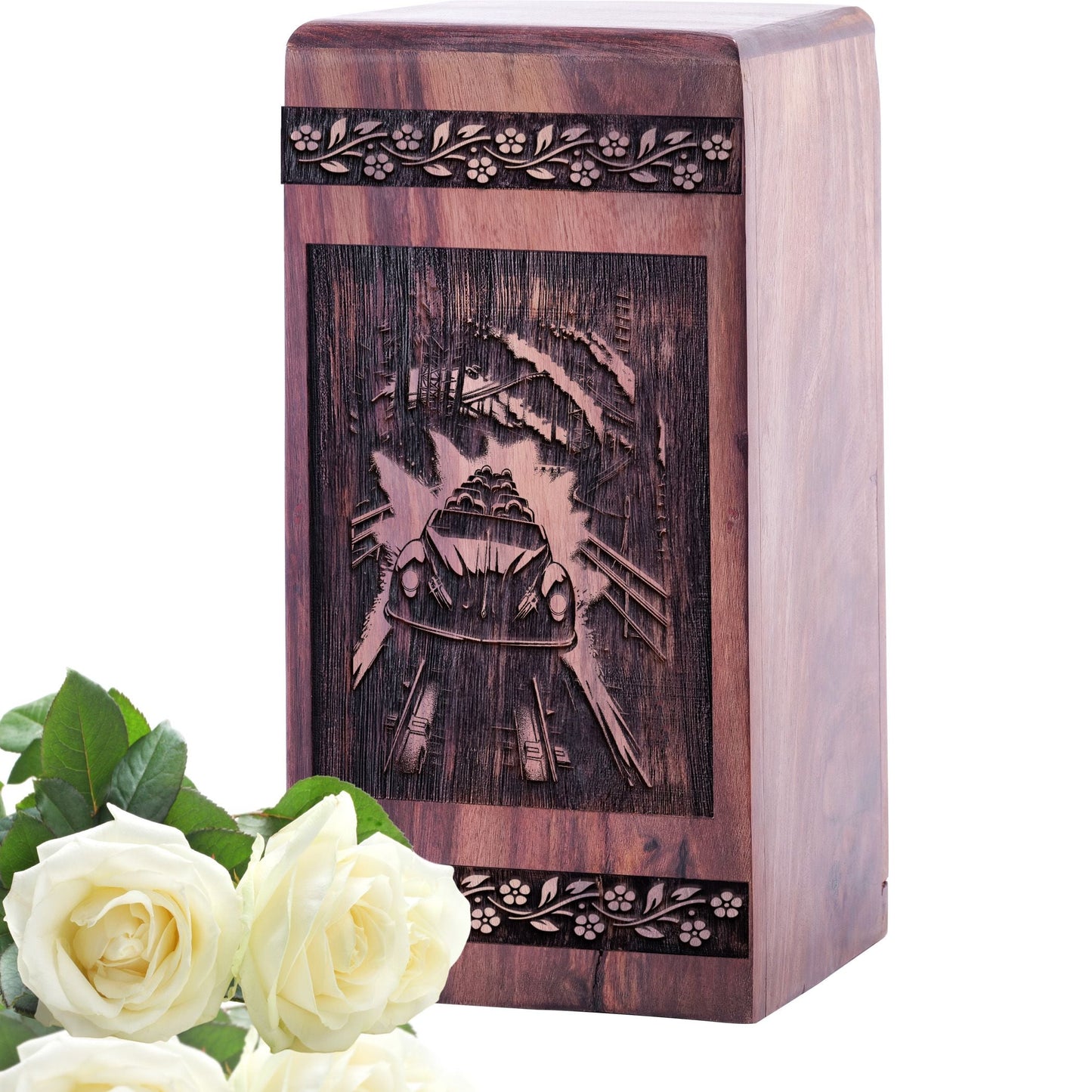 Medium Wooden Roller Coaster Memorial Urn for Cremation Ashes