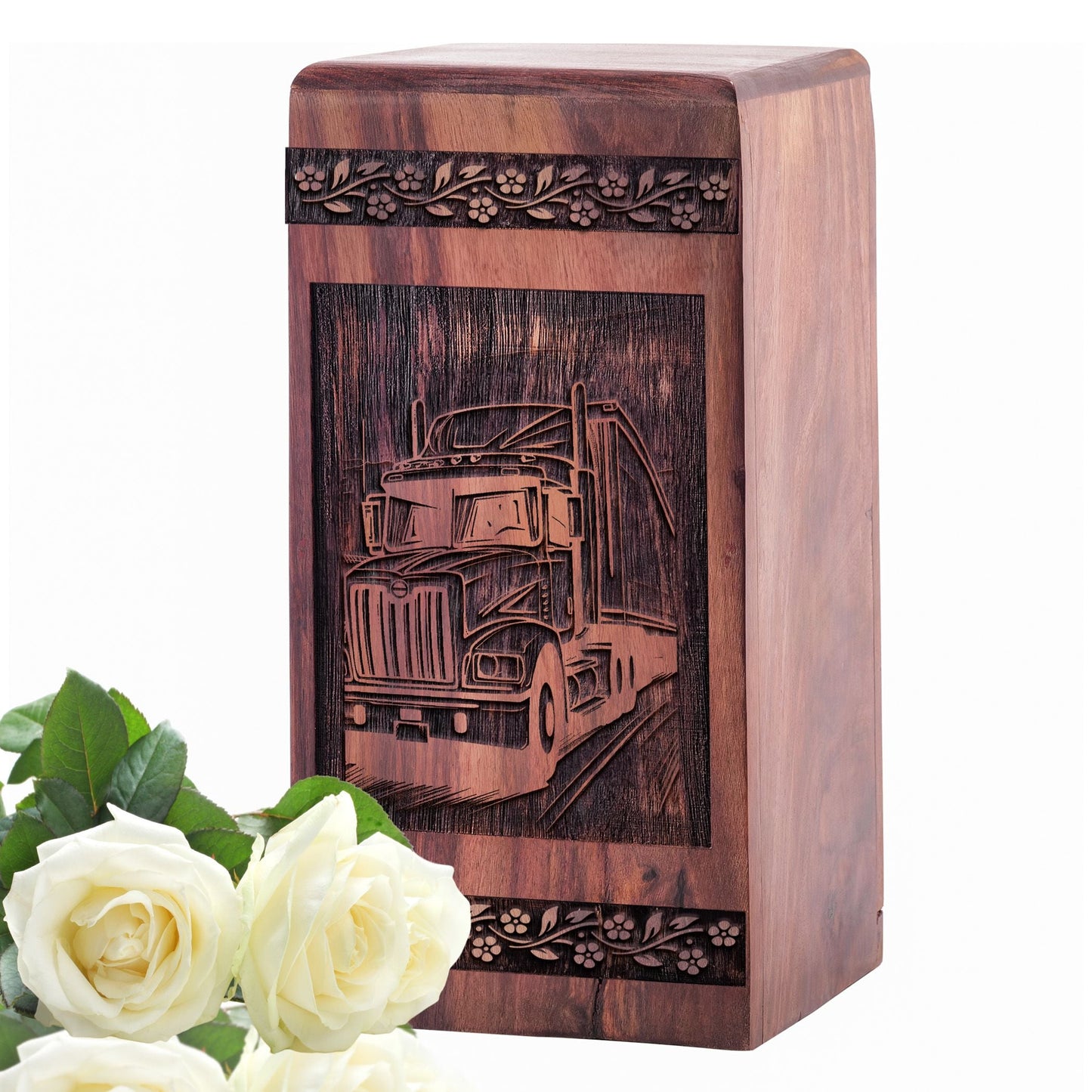 Handcrafted Wooden Truck Urn Box for Ashes - Memorial Tribute