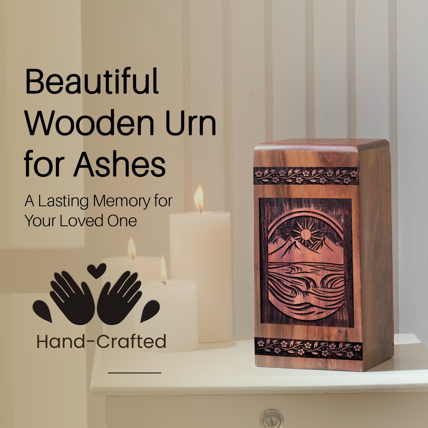 mountion Urn Size 8 Inch 8”(H) x 4.7”(W) x 4.7”(L)