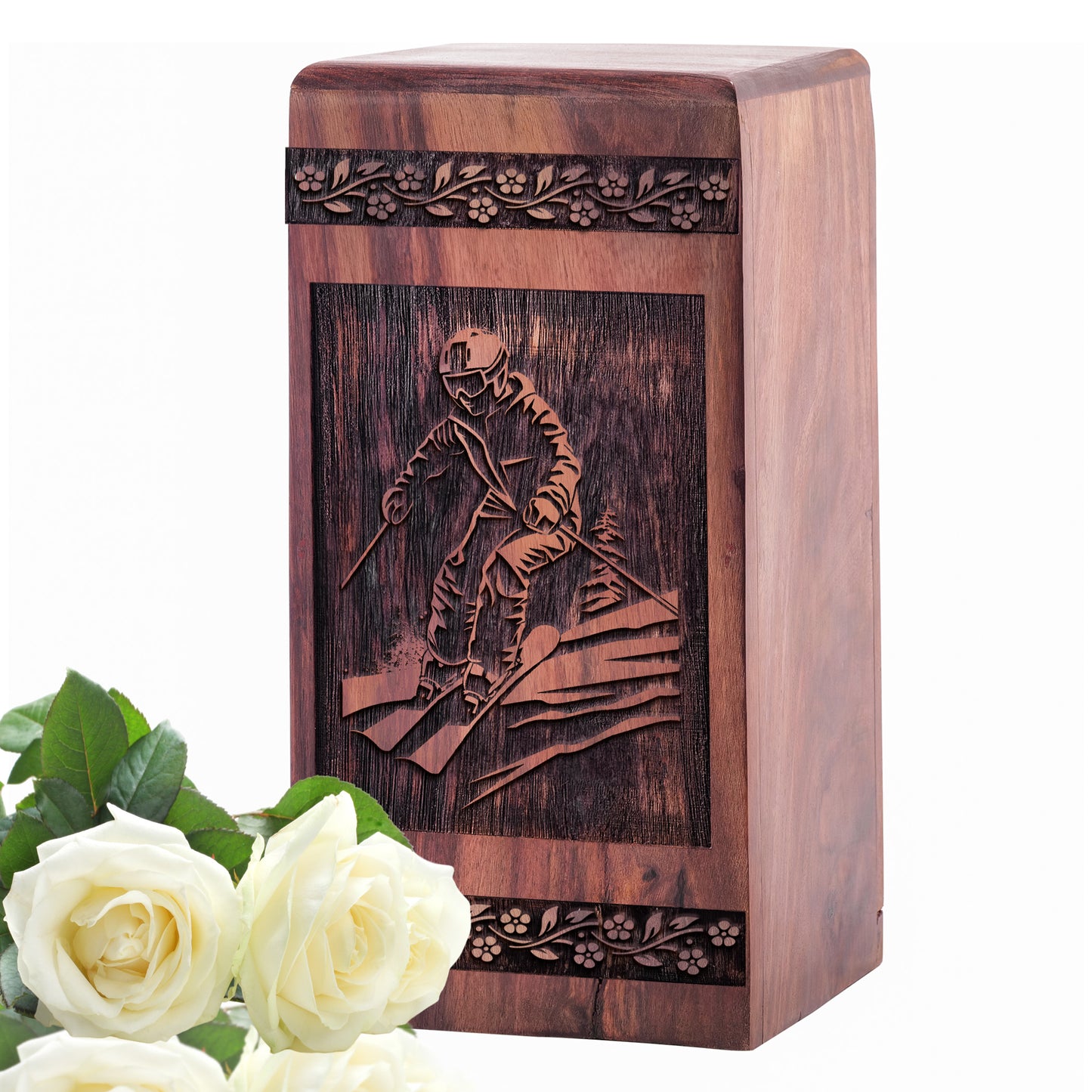 Skiing Snowboard Urn Size 5 Inch 5”(H) x 3”(W) x 3”(L)