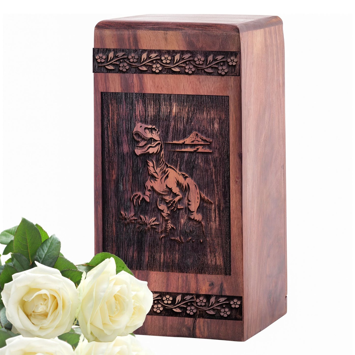 Unique Wooden Dinosaur Urn for Ashes - Handmade Tribute