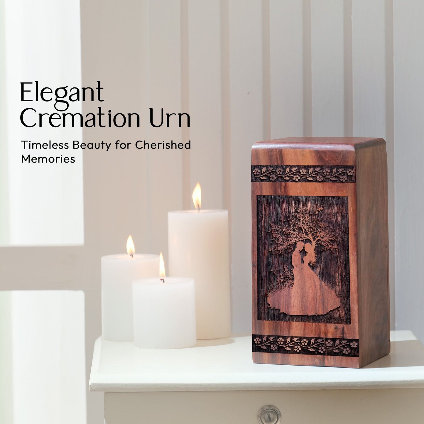 Handmade Wooden Couple Cremation Urn for Ashes