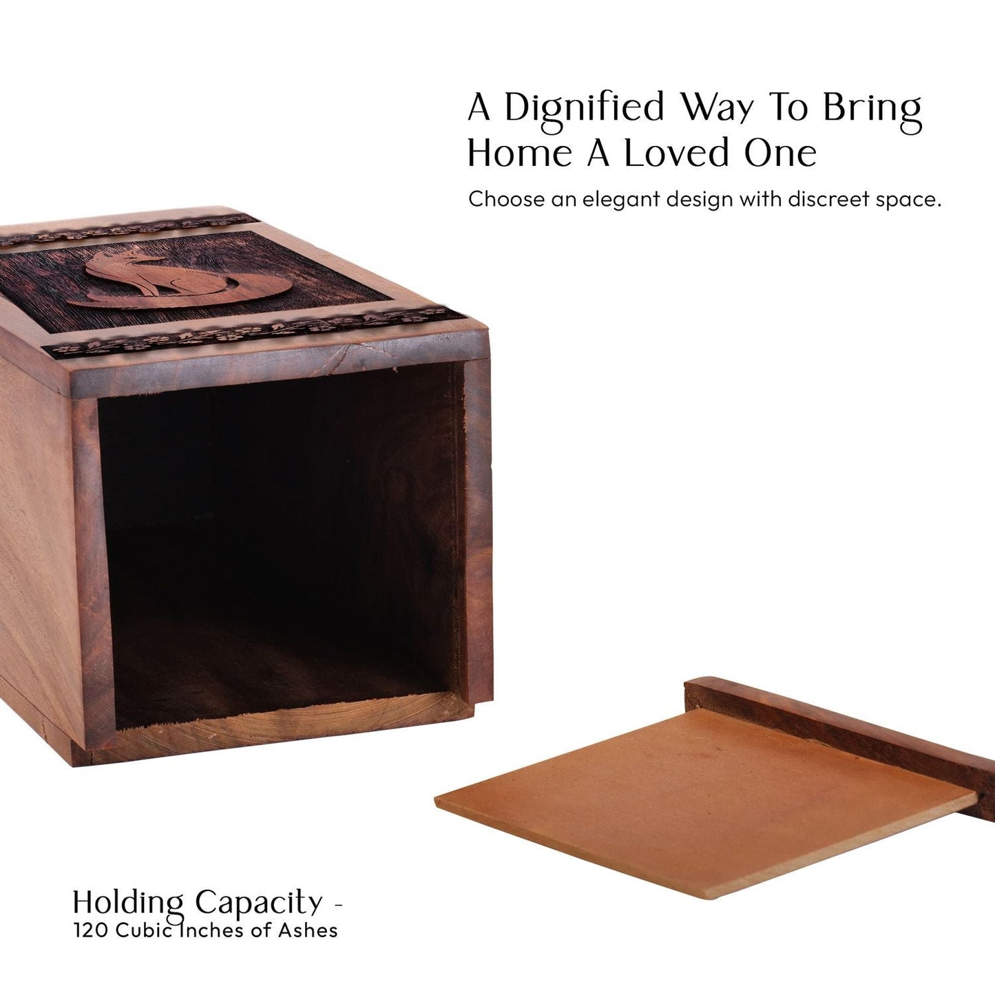 Handmade Wooden Fox Urn for Ashes - Memorial Keepsake
