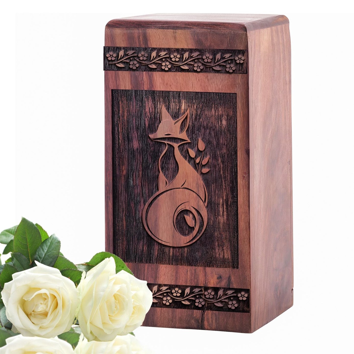 Wooden Fox Urn for Ashes - Handcrafted Keepsake