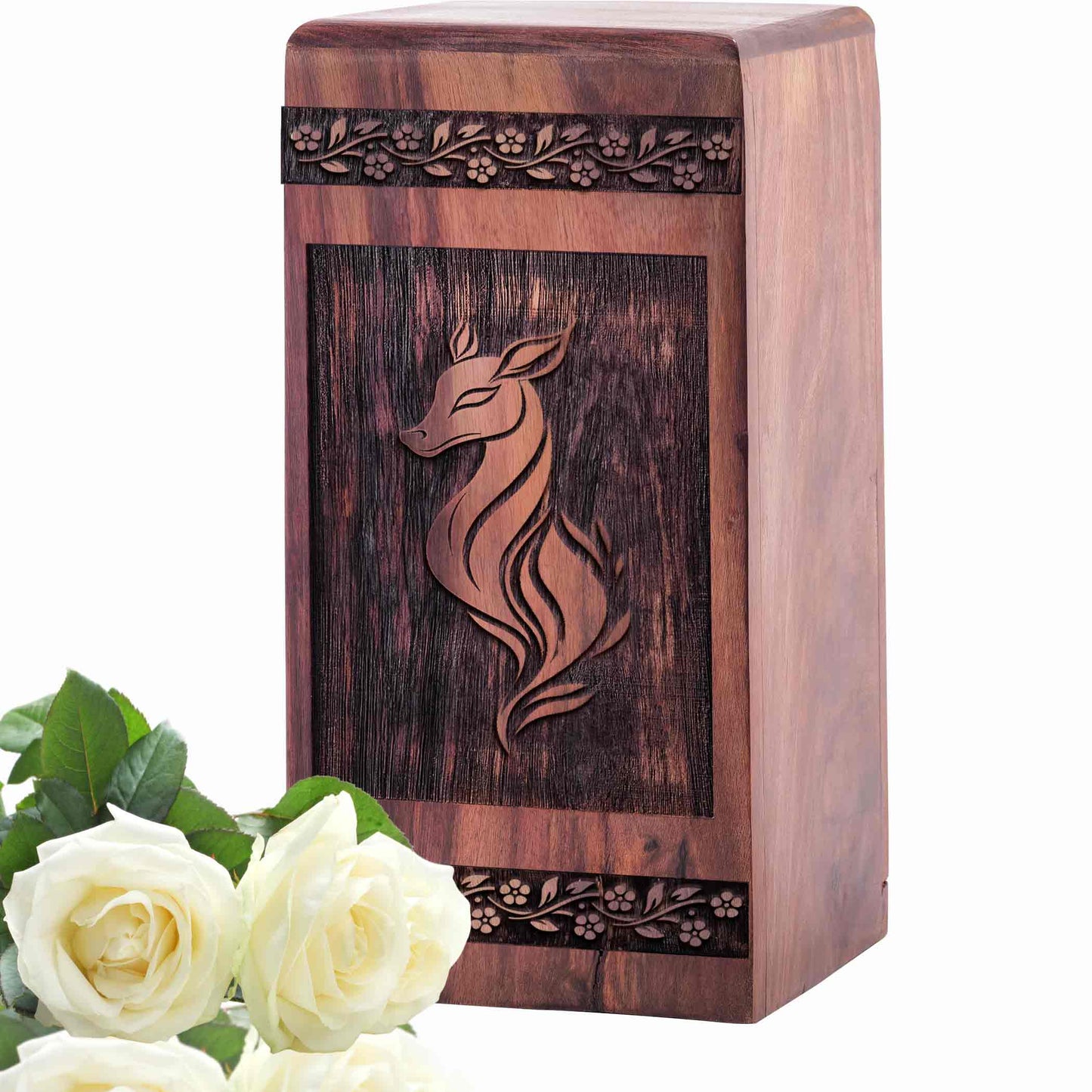 Handmade Wooden Fox Cremation Urn for Ashes - Lasting Keepsake