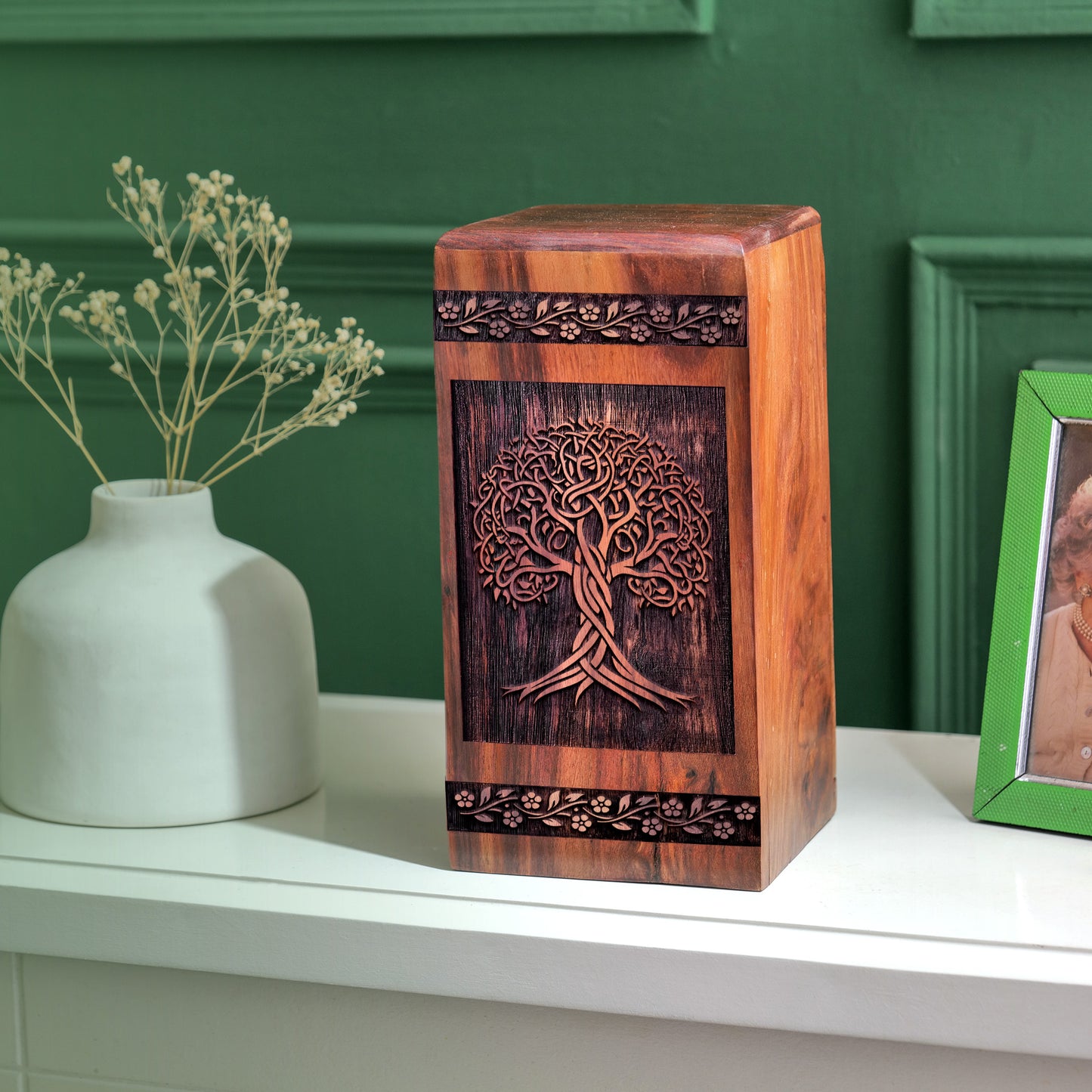 tree Urn Size 14 Inch 14”(H) x 7.5”(W) x 7.5”(L)
