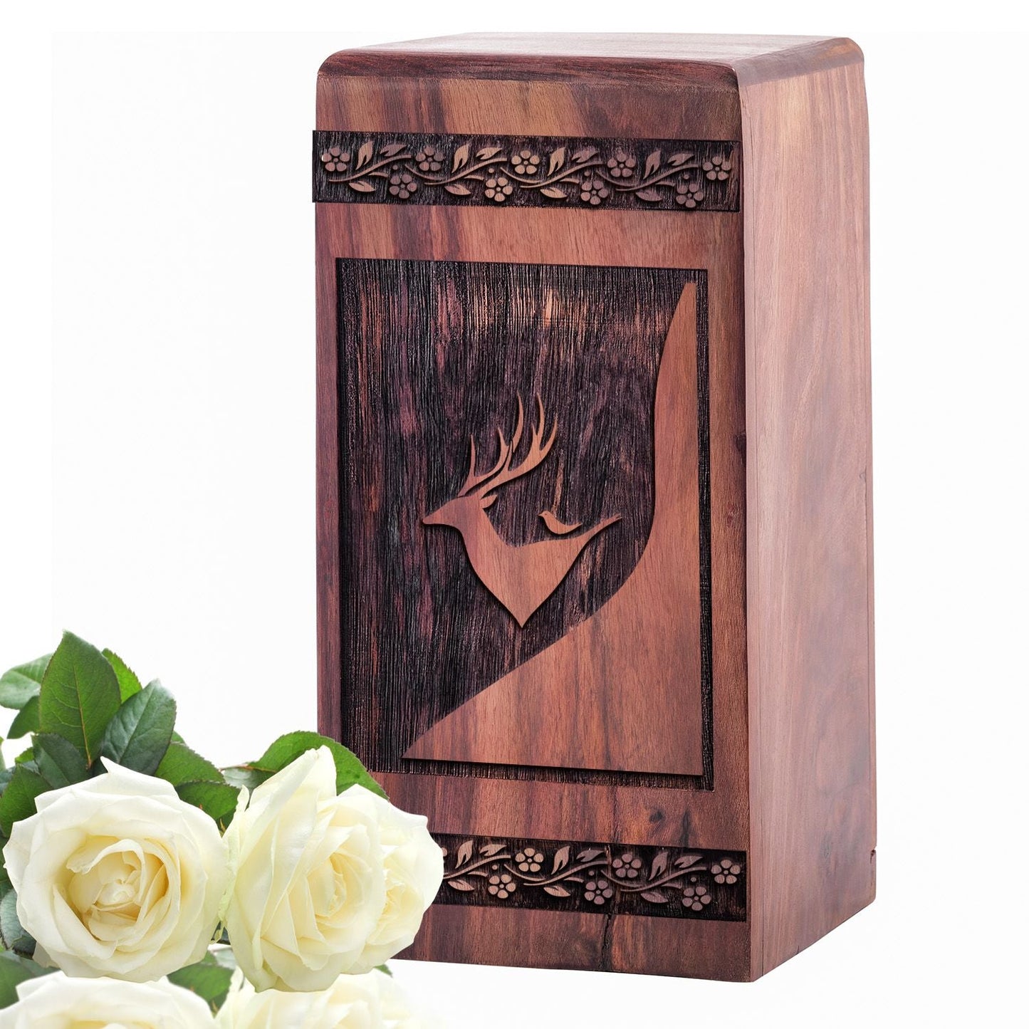 Handcrafted Wooden Deer Urn for Ashes - Unique Memorial
