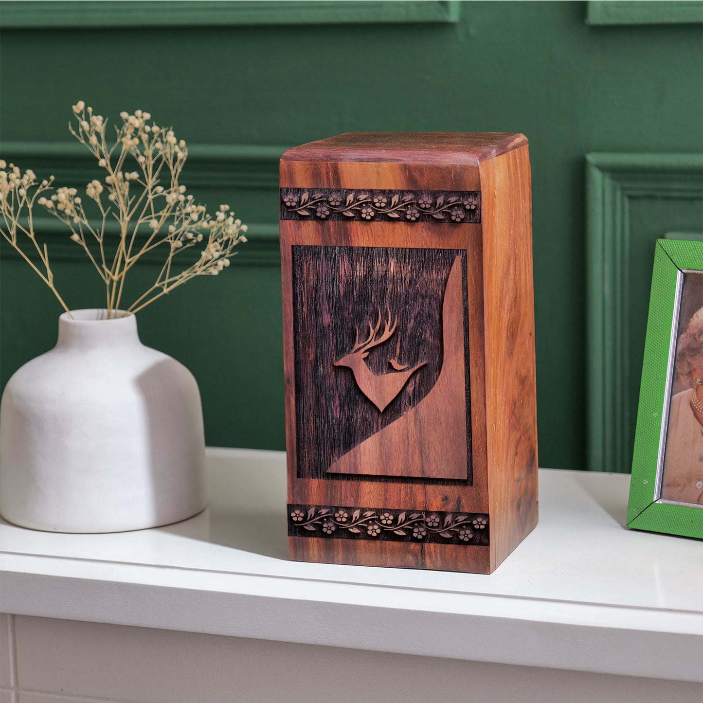 deer Urn Size 14 Inch 14”(H) x 7.5”(W) x 7.5”(L)