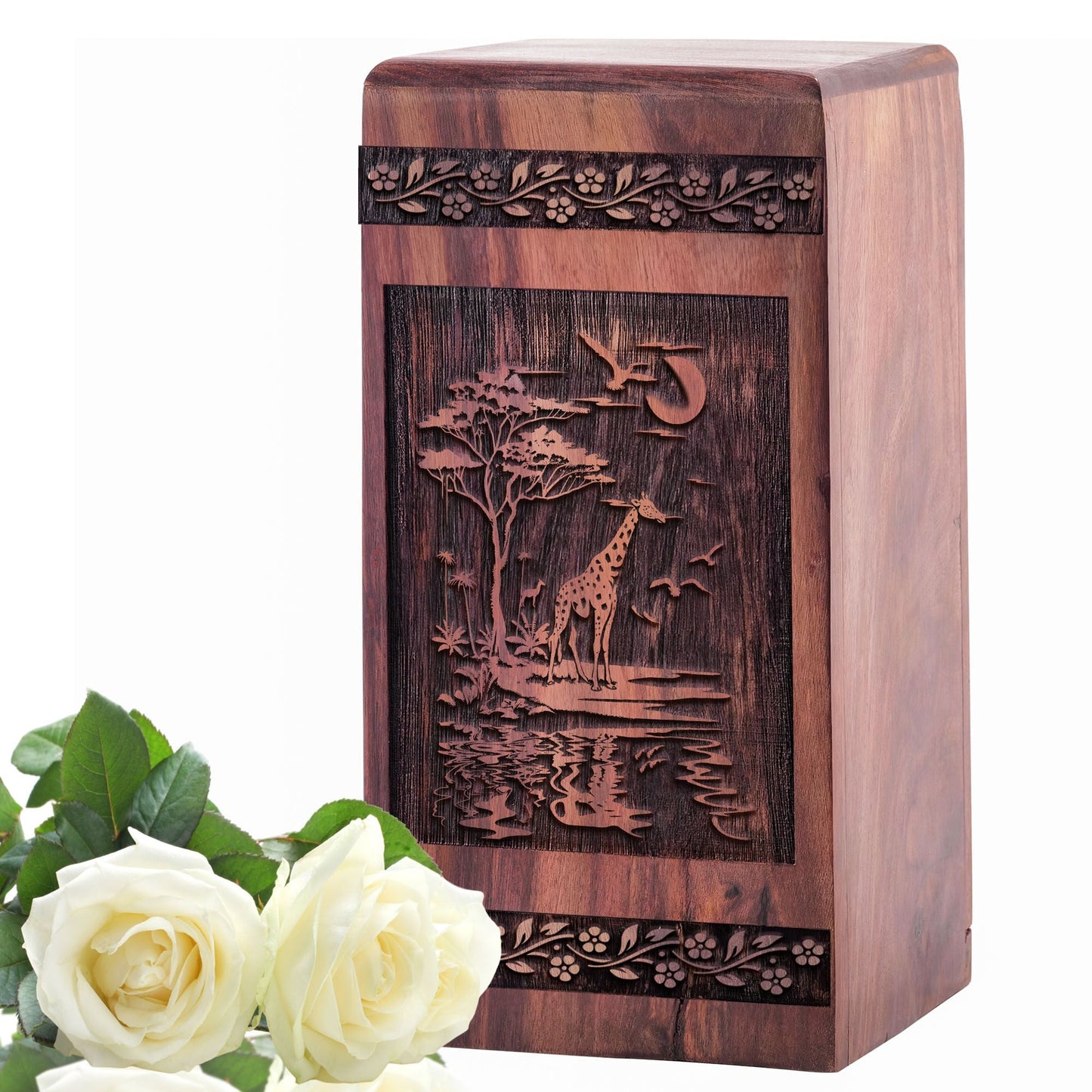 Wooden Giraffe Urn Box for Ashes - Thoughtful Memorial