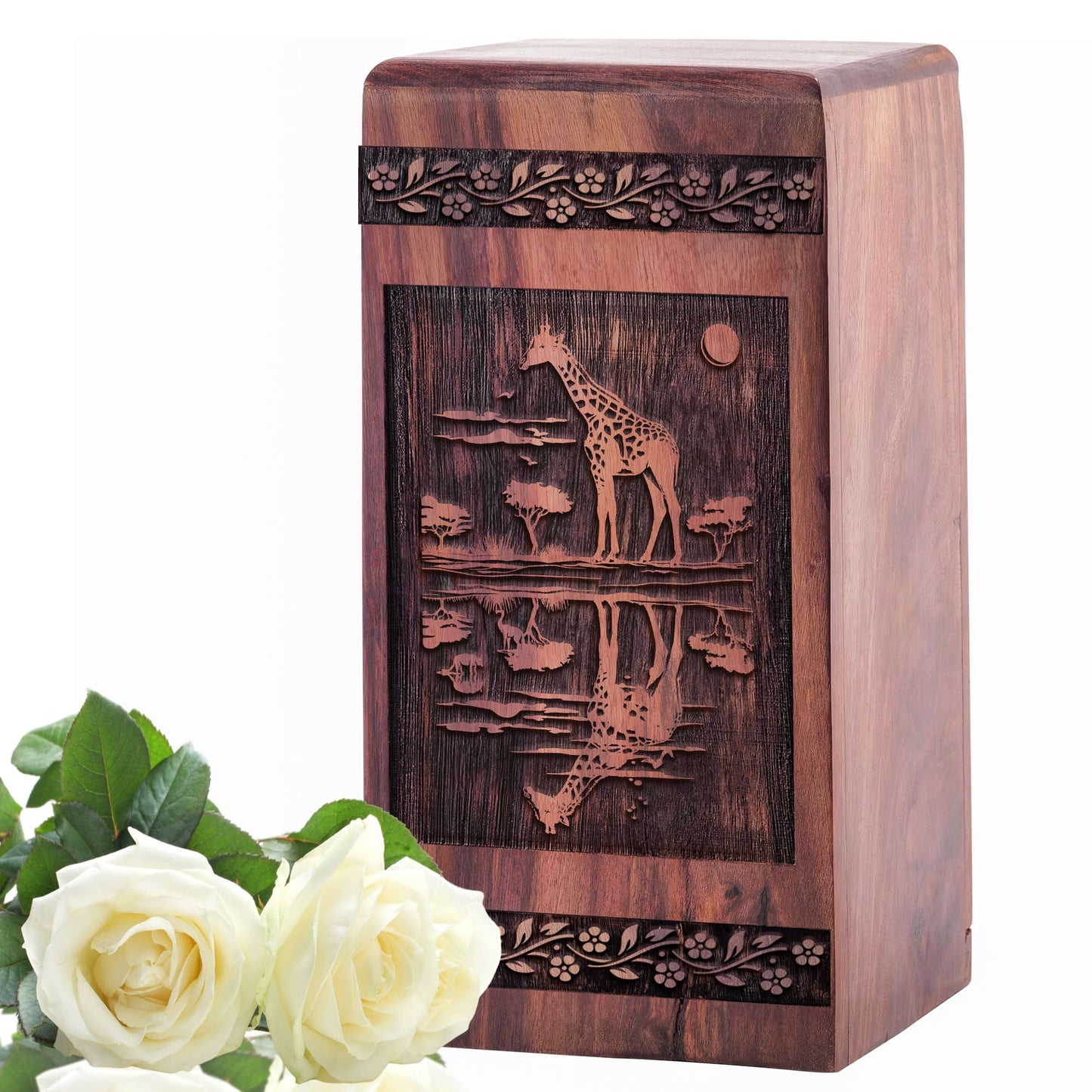 Unique Wooden Giraffe Cremation Urn for Ashes - Memorial Keepsake