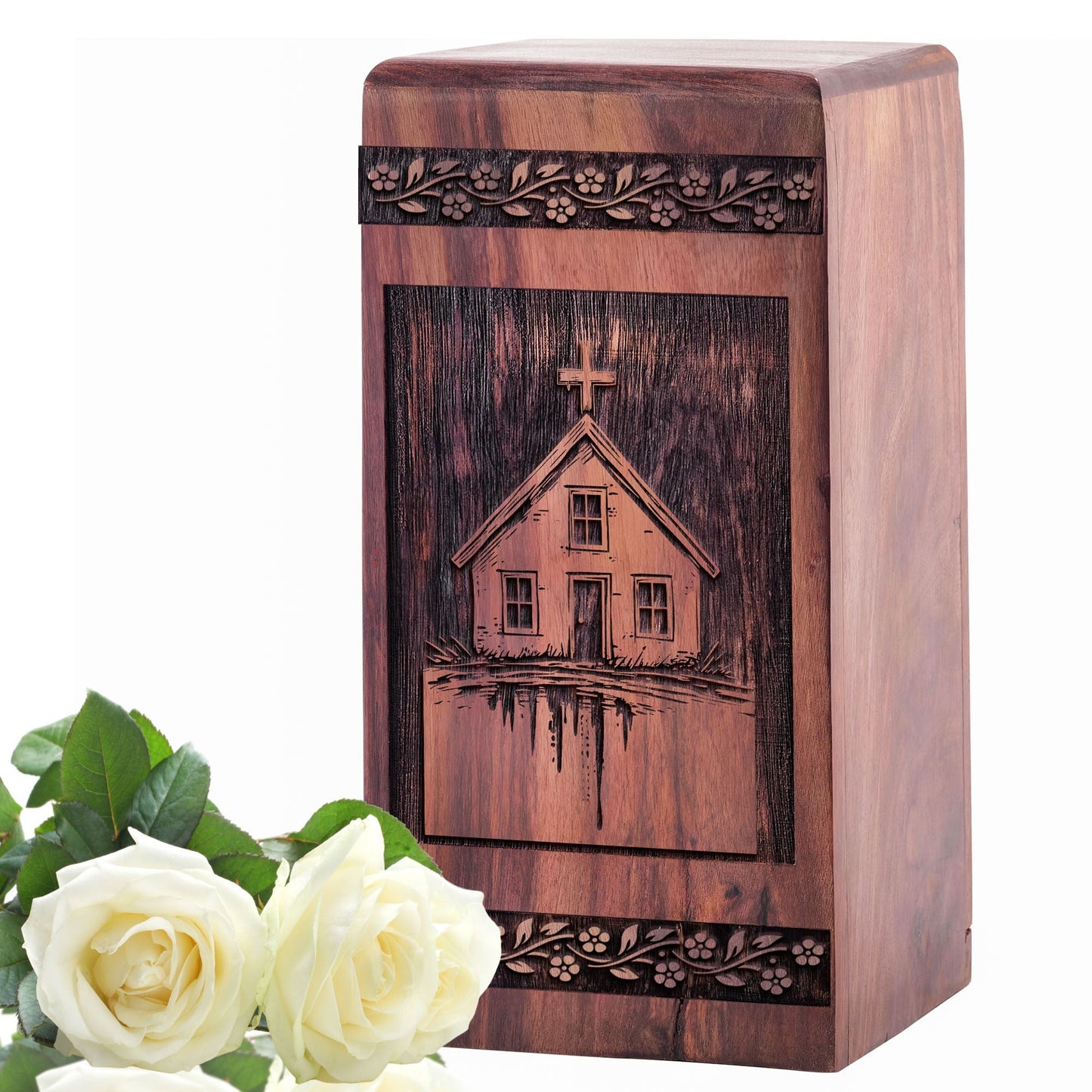Unique Wooden House Urn Box for Ashes - Handmade Memorial