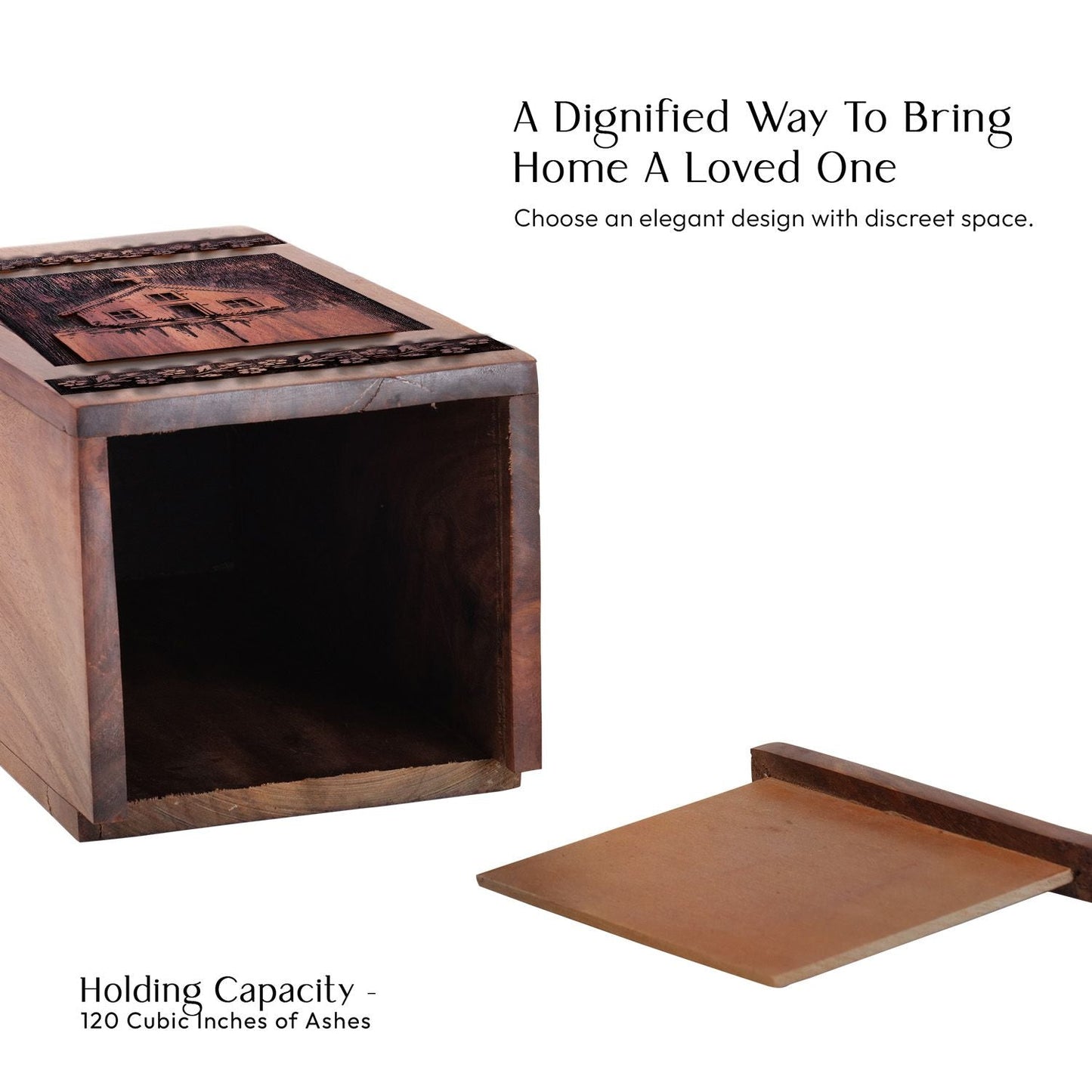Unique Wooden House Urn Box for Ashes - Handmade Memorial