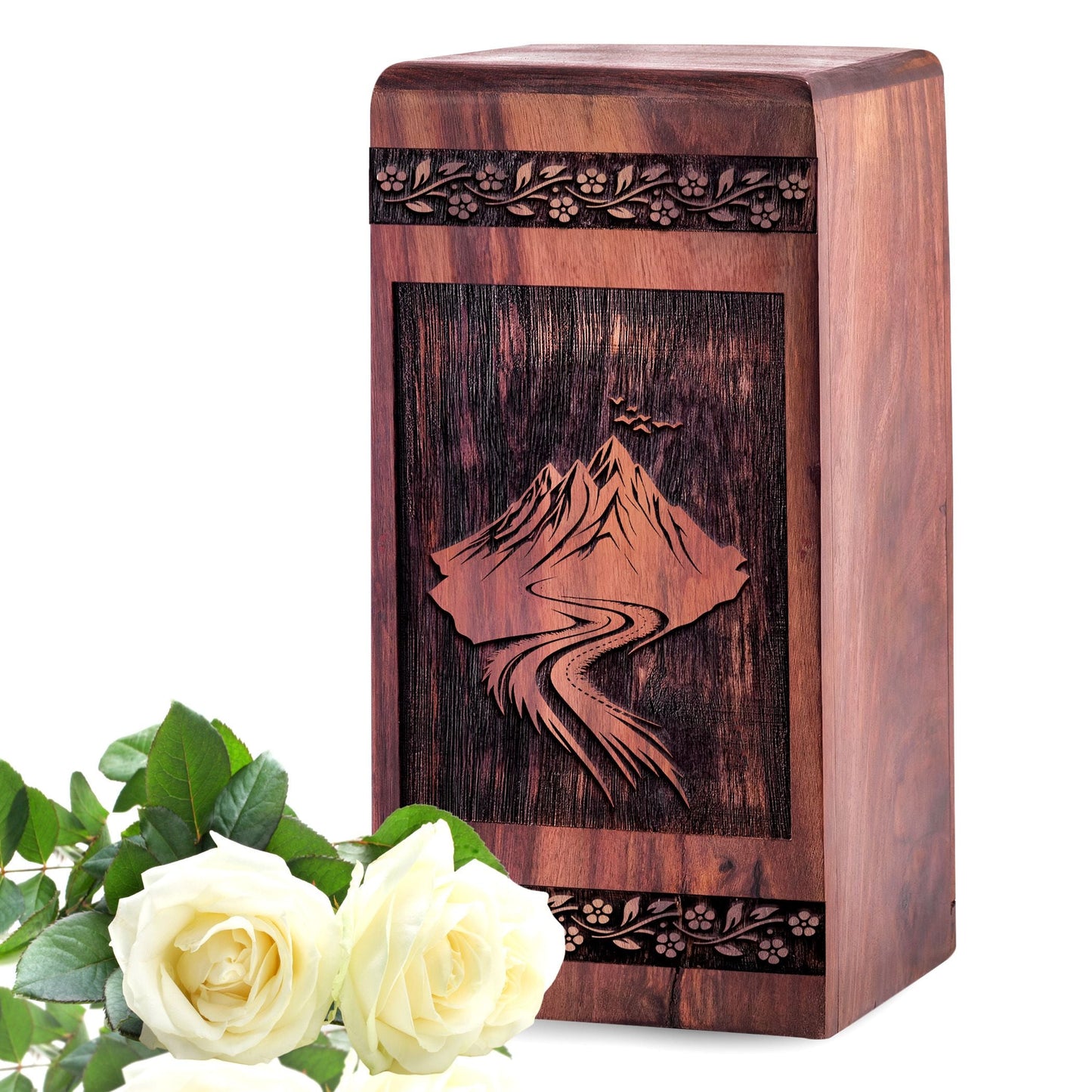 Unique Wooden Mountain Urn for Ashes - Memorial Keepsake