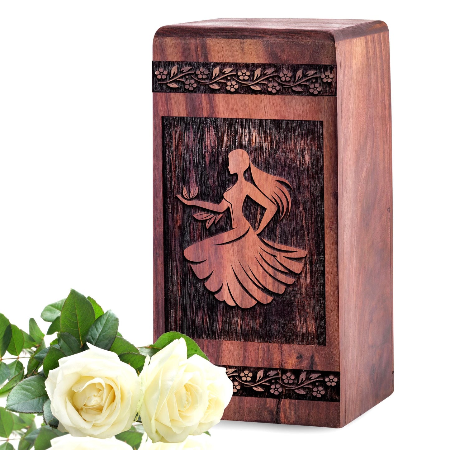 Handcrafted Wooden Mermaid Rock Cremation Urn for Ashes