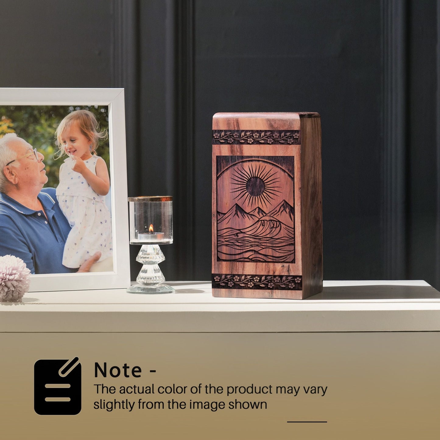 Handcrafted Wooden Mountain Cremation Urn for Ashes - Lasting Tribute