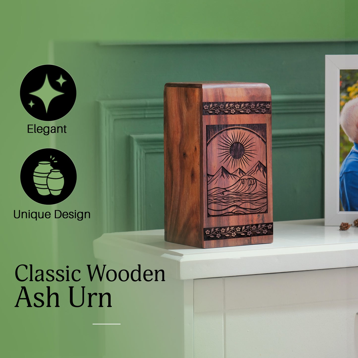 mountain Urn Size 11.25 Inch 11.25”(H) x 6.25”(W) x 6.25”(L)