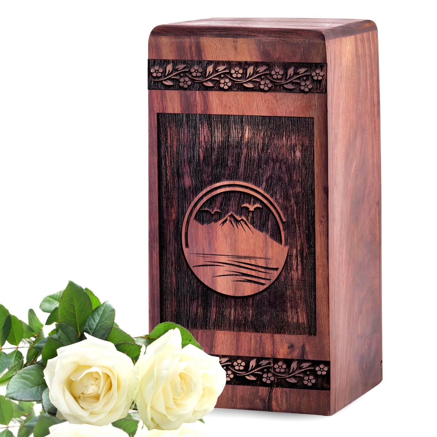Handcrafted Wooden Mountain Urn for Ashes - Lasting Tribute