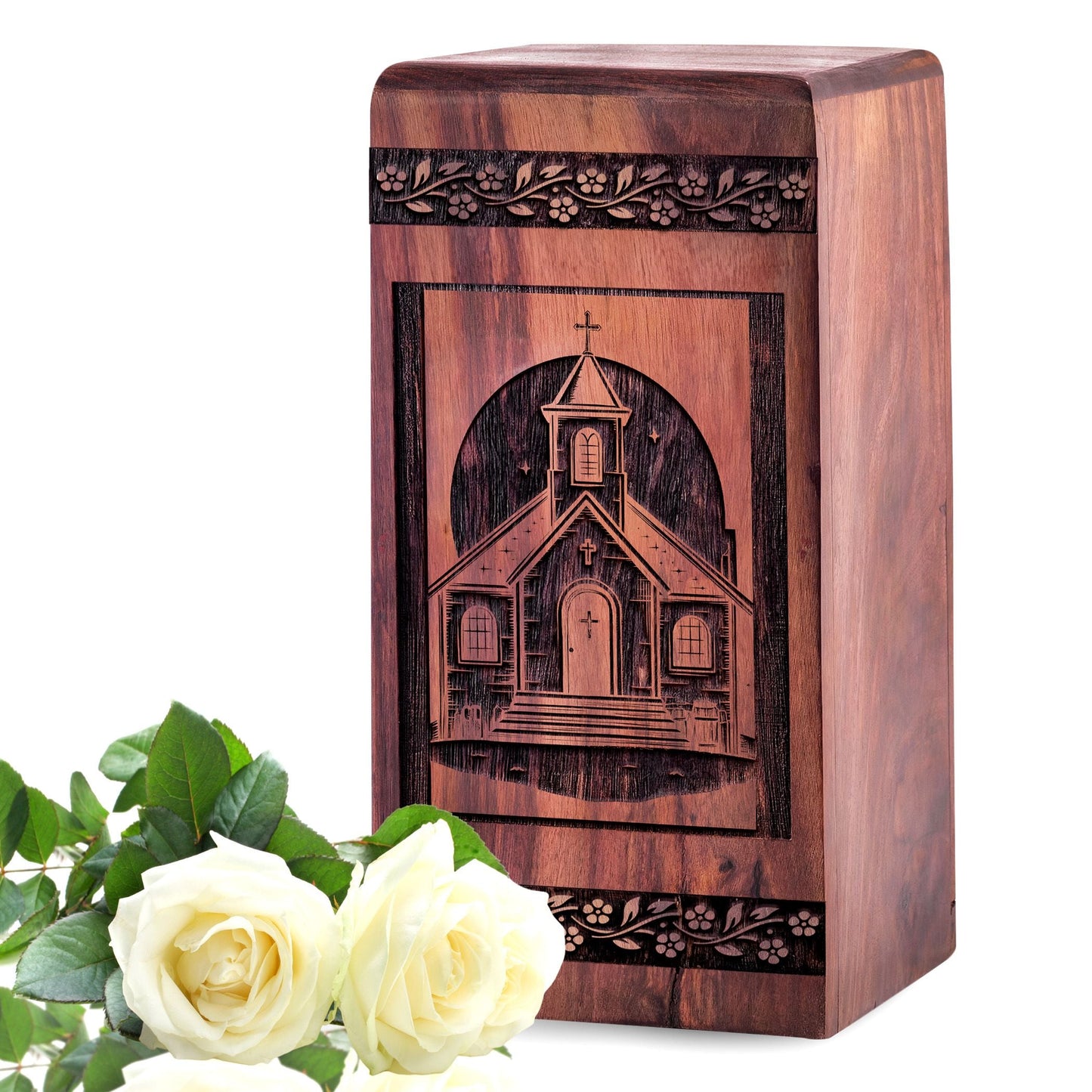 Wooden House Urn Box for Ashes - Memorial Keepsake